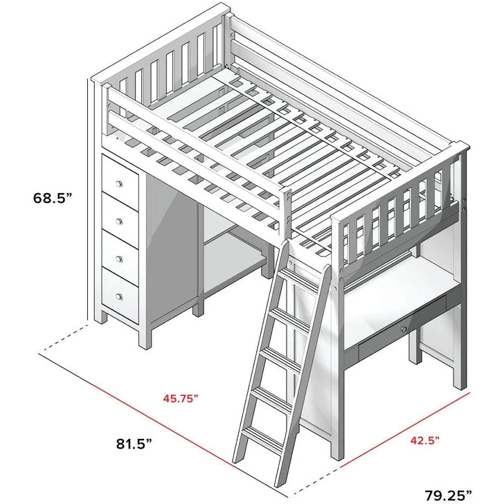 Jackpot Deluxe Kensington Loft Bed Storage Study