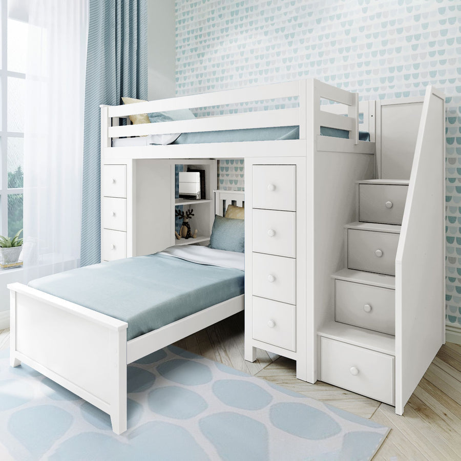 Jackpot Deluxe Chester Staircase Loft Bed Desk + Dresser + Twin Bed Lullabye Shop