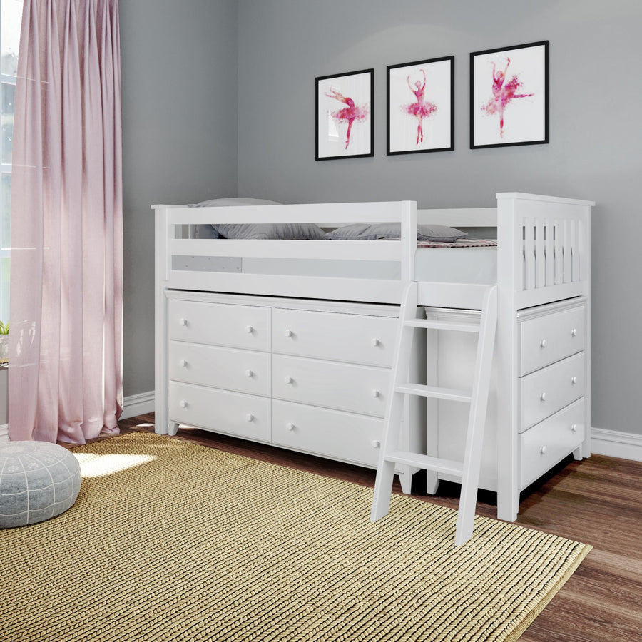 loft bed with dresser Jackpot Deluxe Windsor Twin Storage Loft Bed with Two Dressers Lullabye Shop