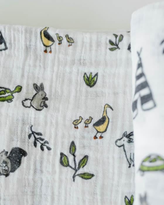 Little Unicorn Cotton Muslin Swaddle Single - Forest Friends | Lullabye Shop