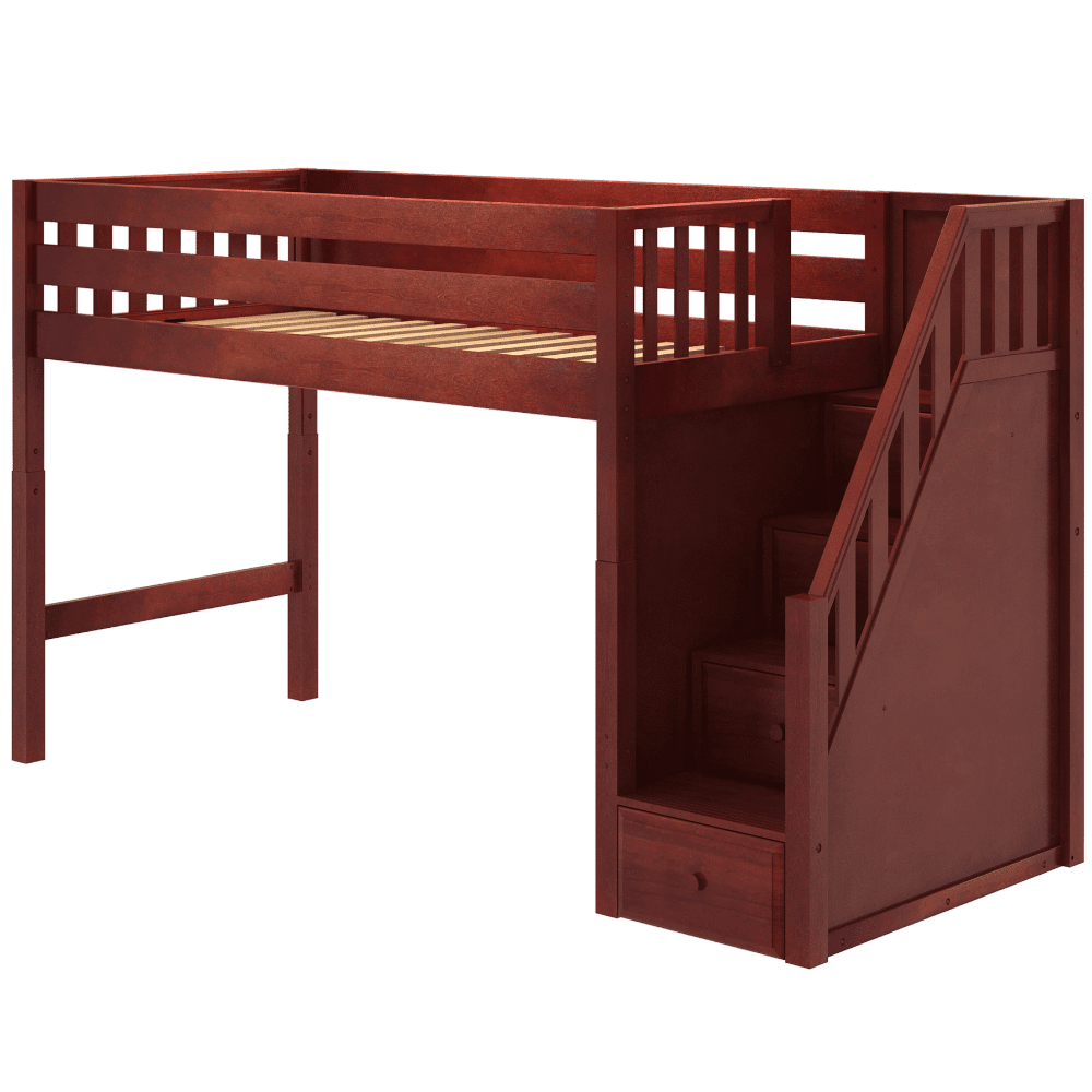 Maxtrix Twin XL Mid Loft Bed with Stairs | Lullabye Shop