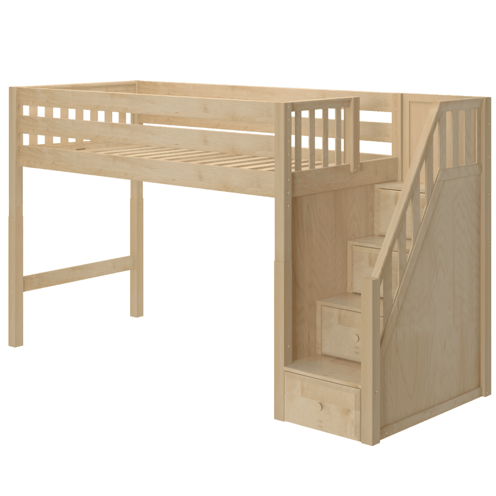 Maxtrix Twin XL Mid Loft Bed with Stairs | Lullabye Shop