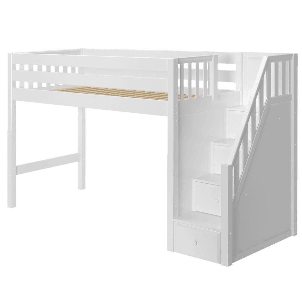 Maxtrix Twin XL Mid Loft Bed with Stairs | Lullabye Shop