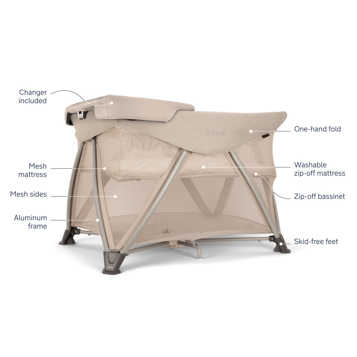 Nuna Sena Aire Playard with Zip Off Bassinet Changer Lullabye Shop