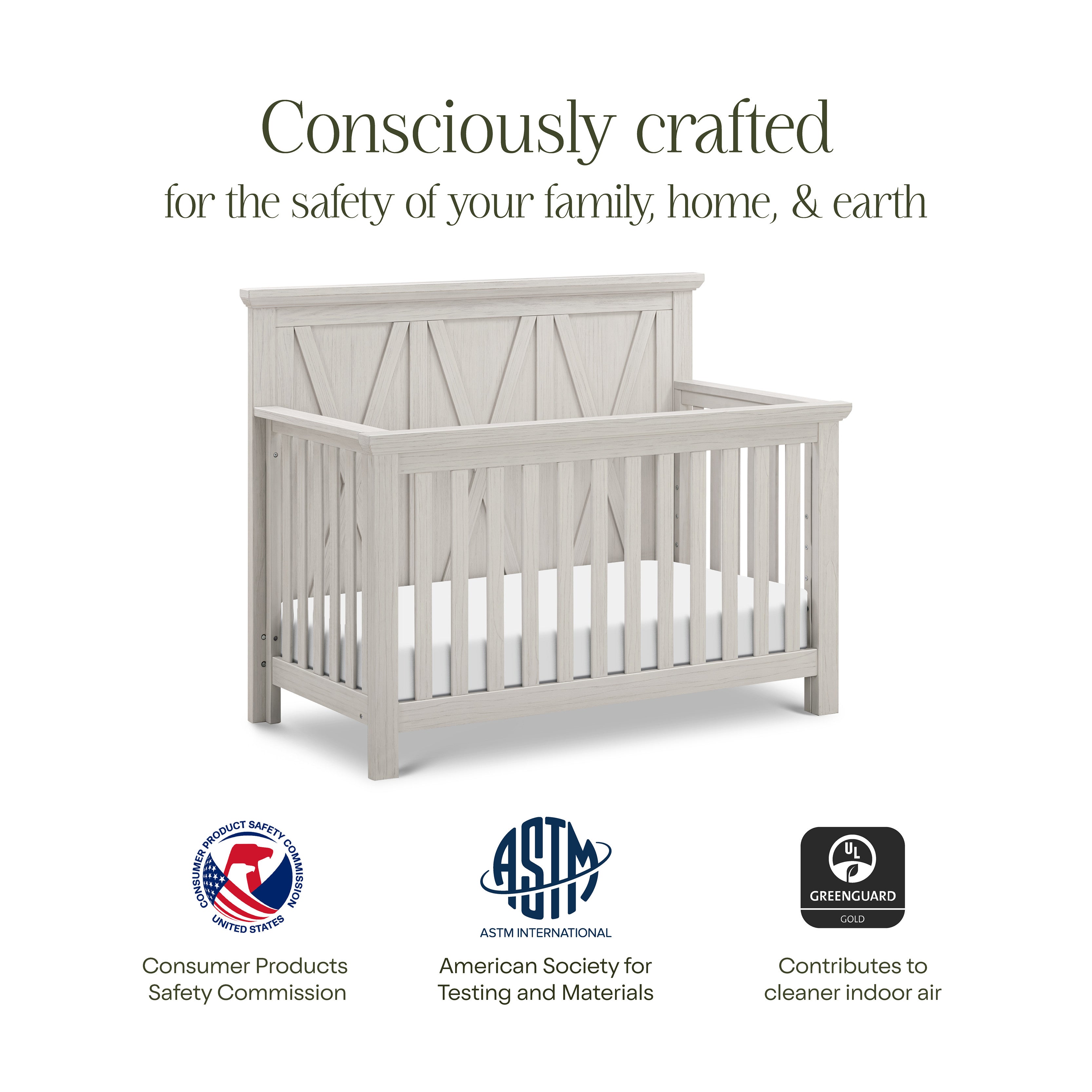 Monogram by Namesake Emory Farmhouse 4-in-1 Convertible Crib | Lullabye Shop