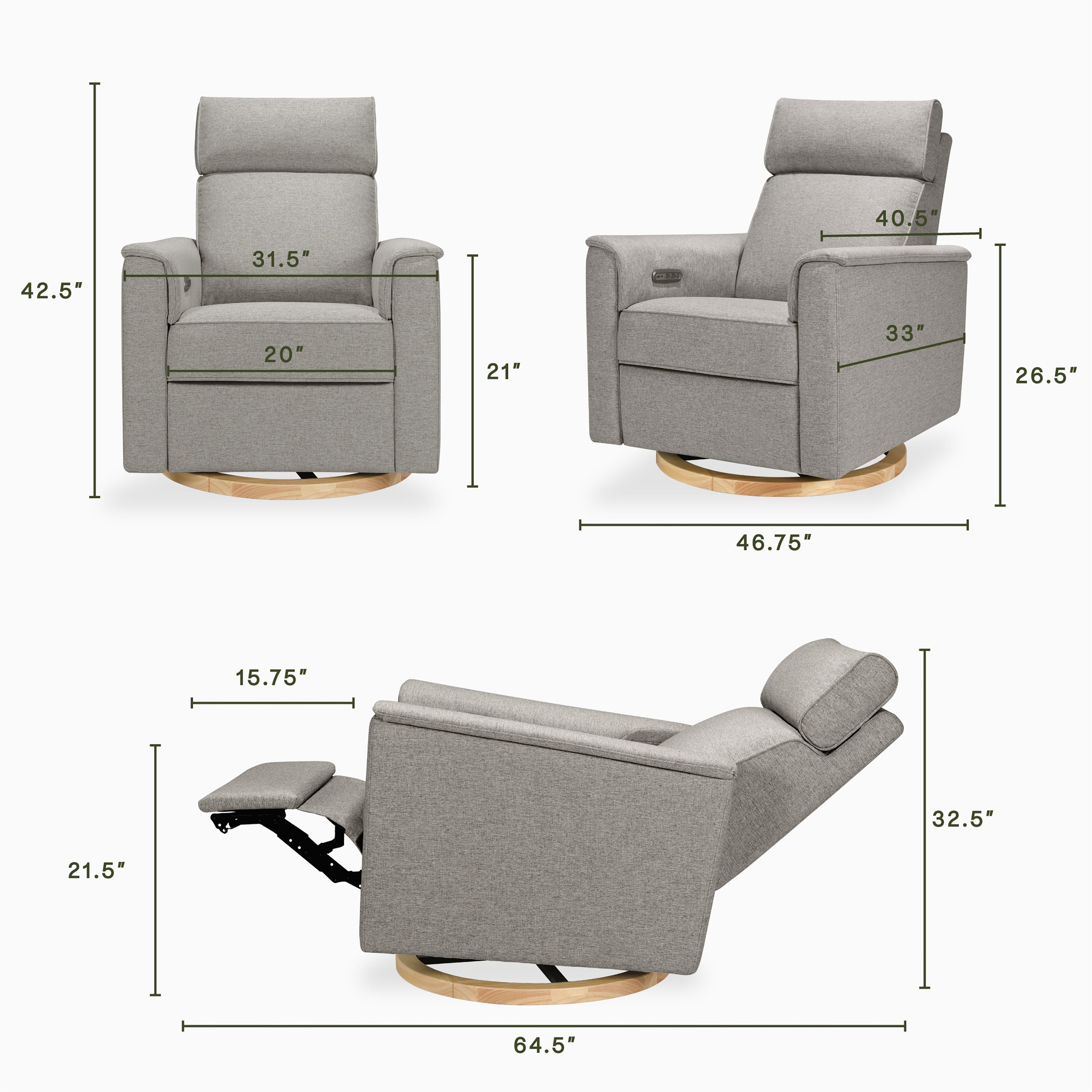 Monogram by Namesake Willa Plus Power Glider Recliner + Power Headrest | Lullabye Shop
