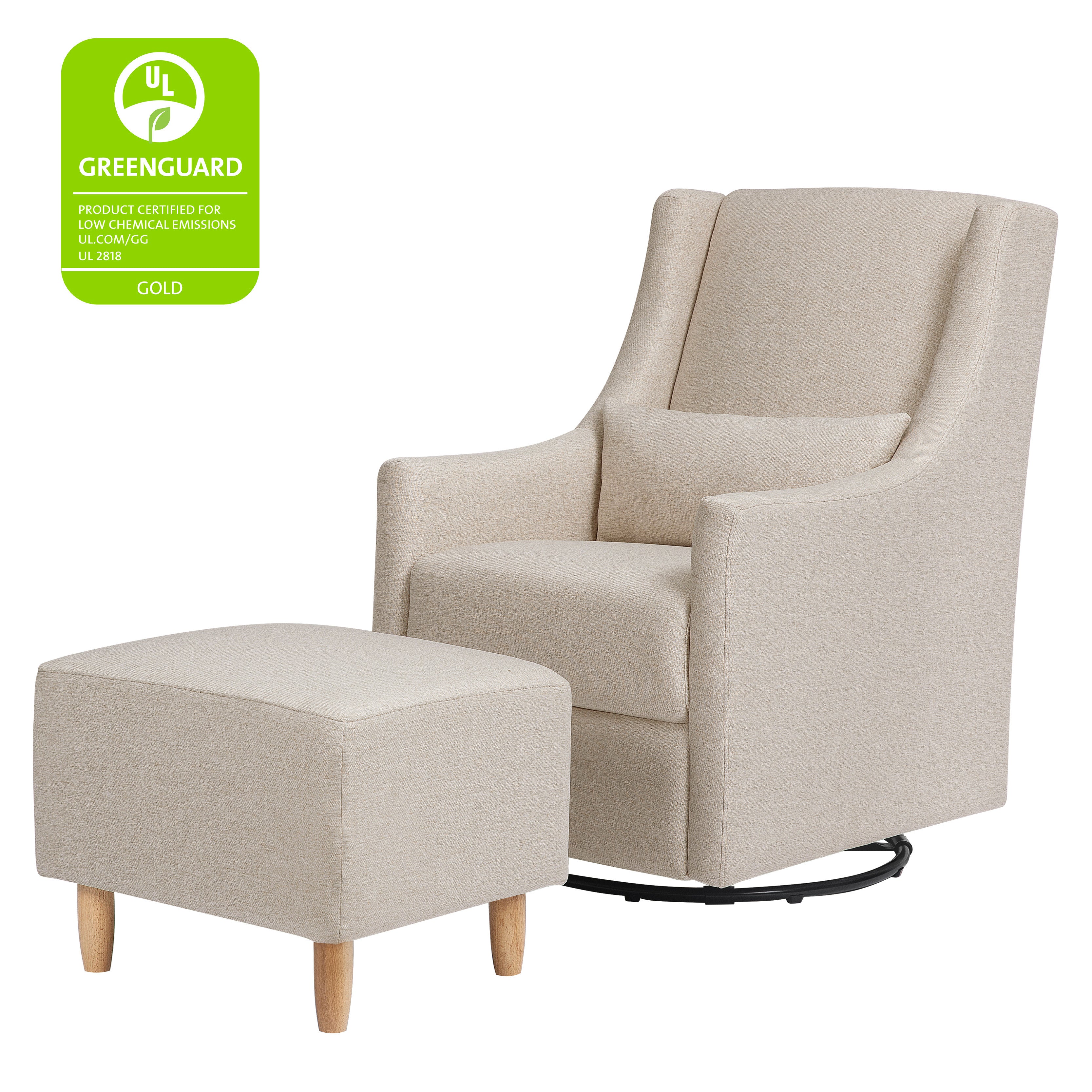 Babyletto Toco Swivel Glider and Ottoman in Eco-Performance Fabric | Water Repellent & Stain Resistant | Lullabye Shop