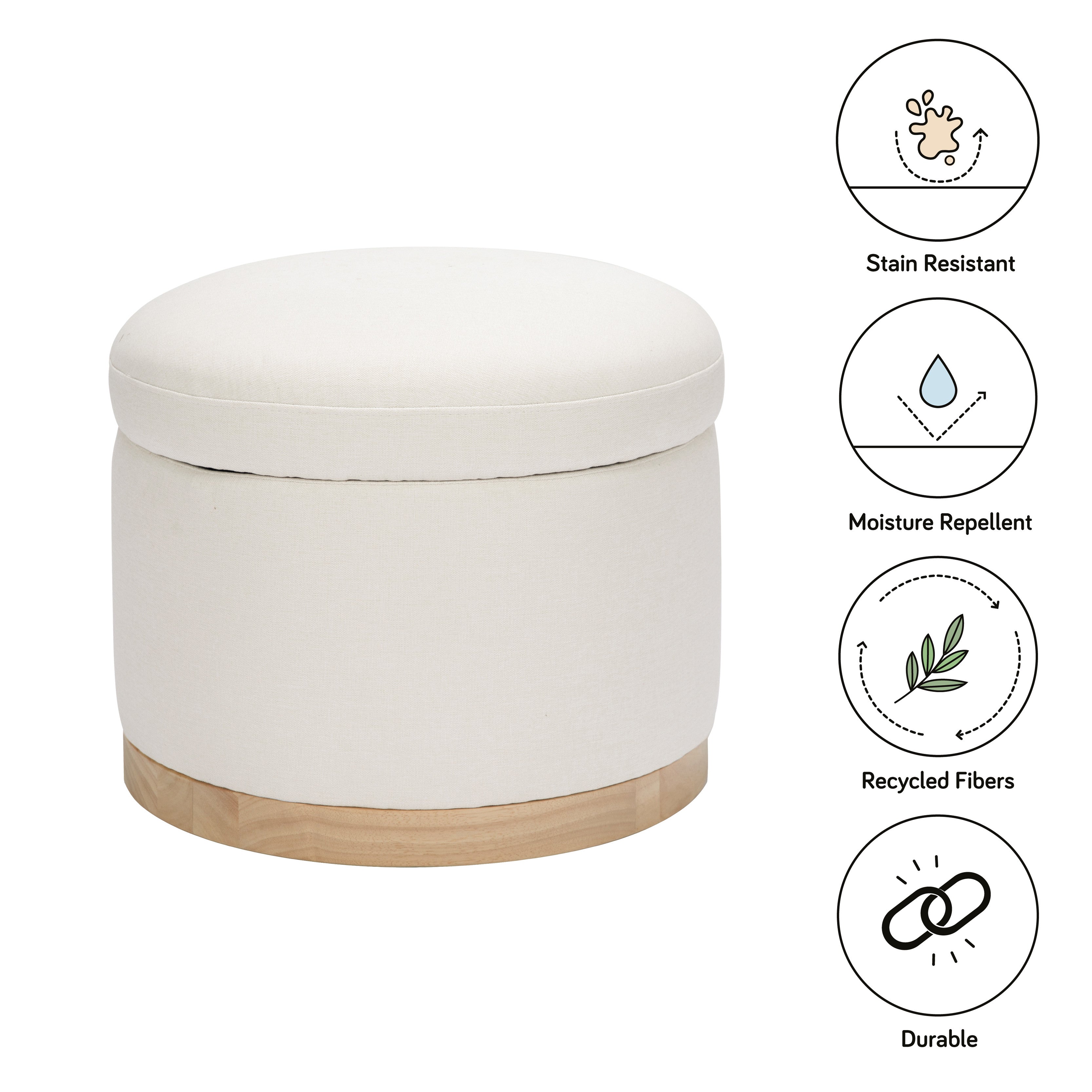 Babyletto Naka Storage Ottoman in Eco-Performance Fabric | Water Repellent & Stain Resistant