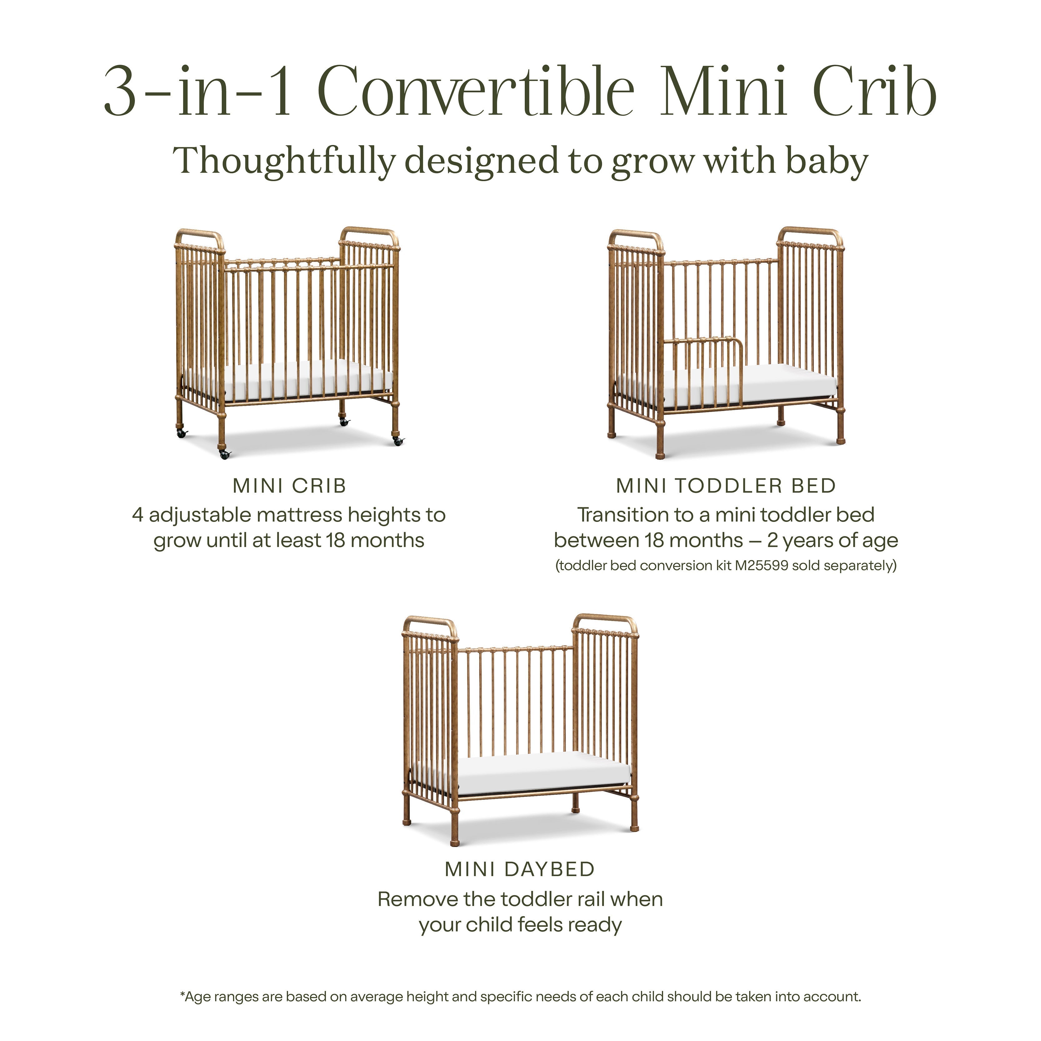 Namesake Abigail 3-in-1 Convertible Mini Crib | Lullabye Shop