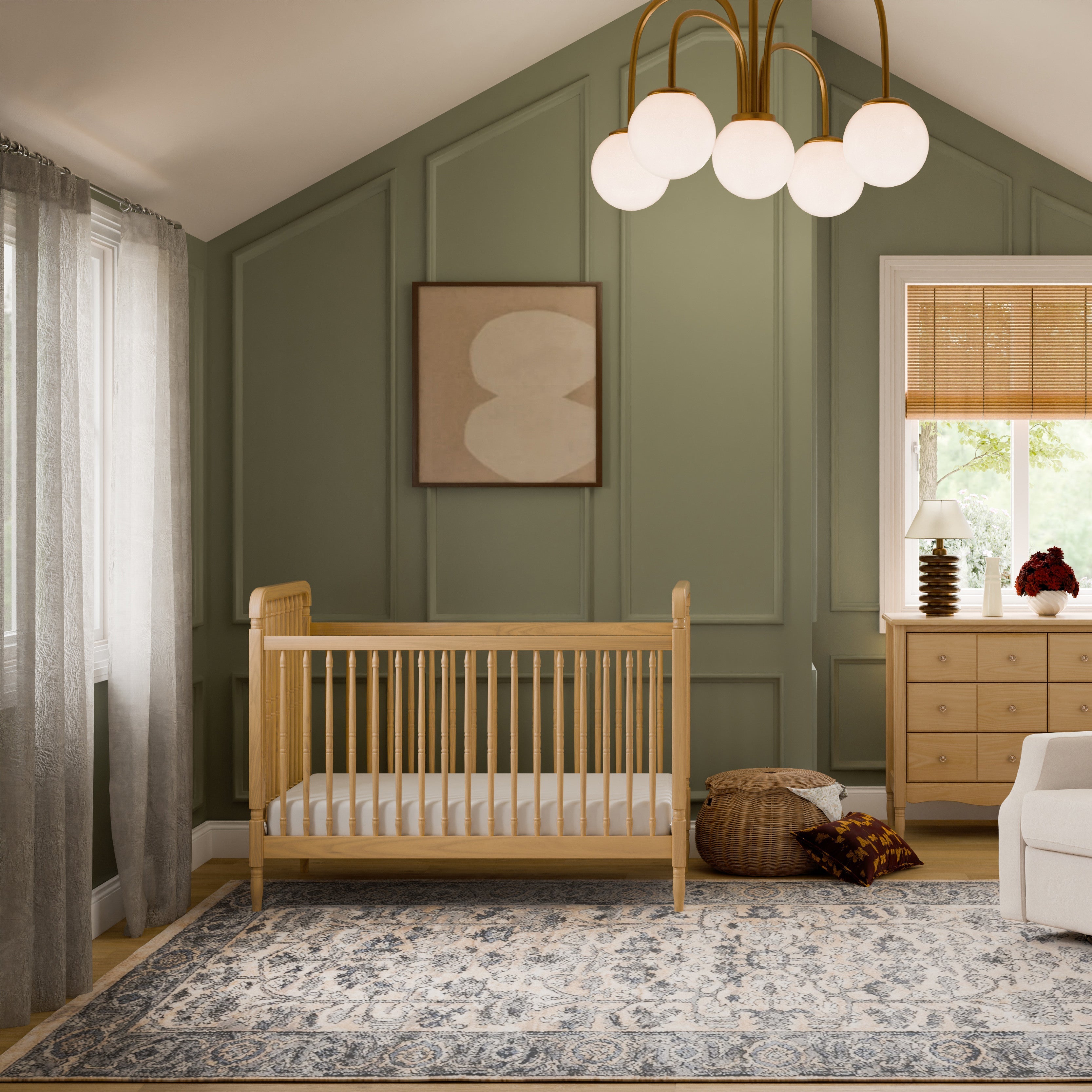 Namesake Liberty 3-in-1 Convertible Spindle Crib with Toddler Bed Conversion Kit | Lullabye Shop