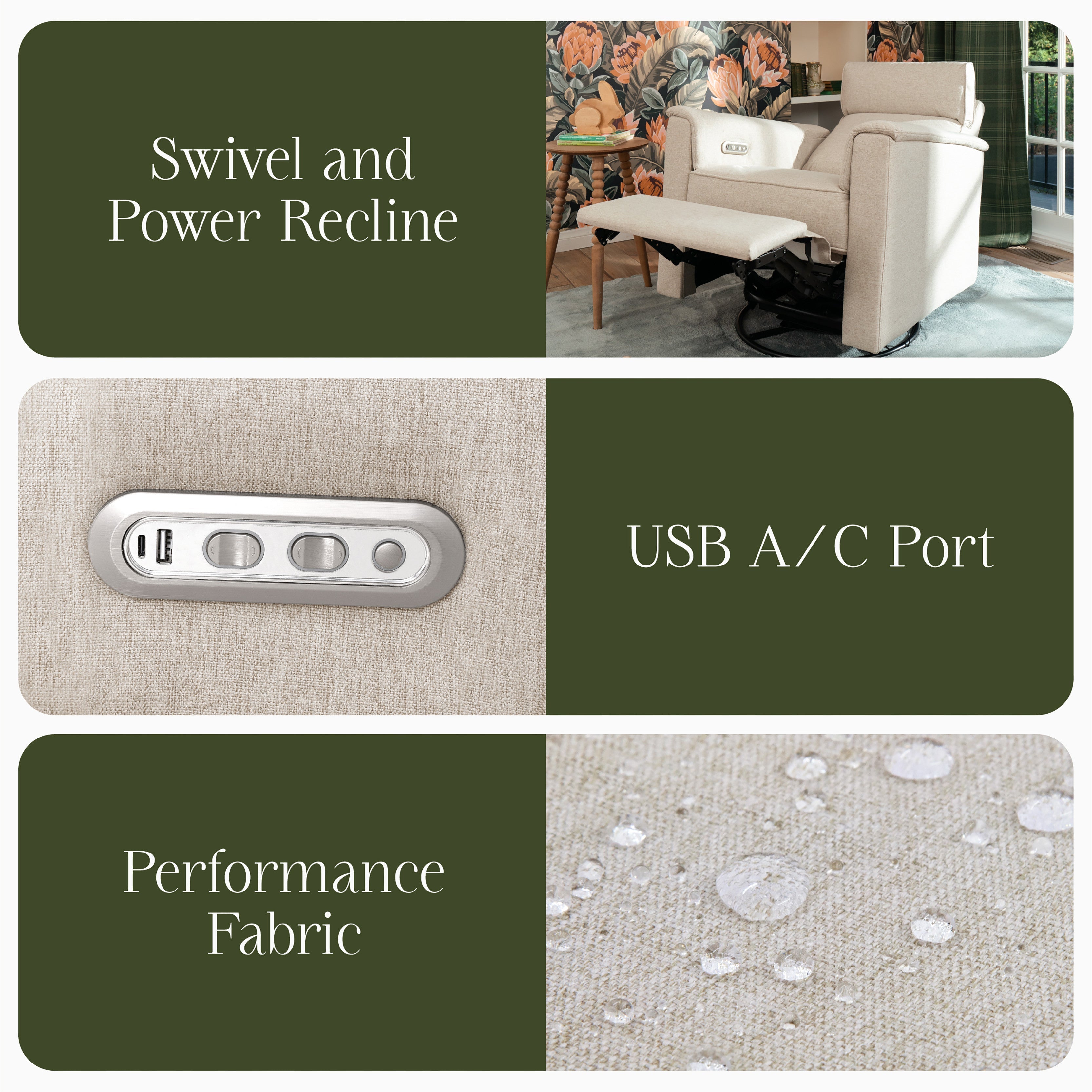 Monogram by Namesake Willa Plus Power Glider Recliner + Power Headrest | Lullabye Shop