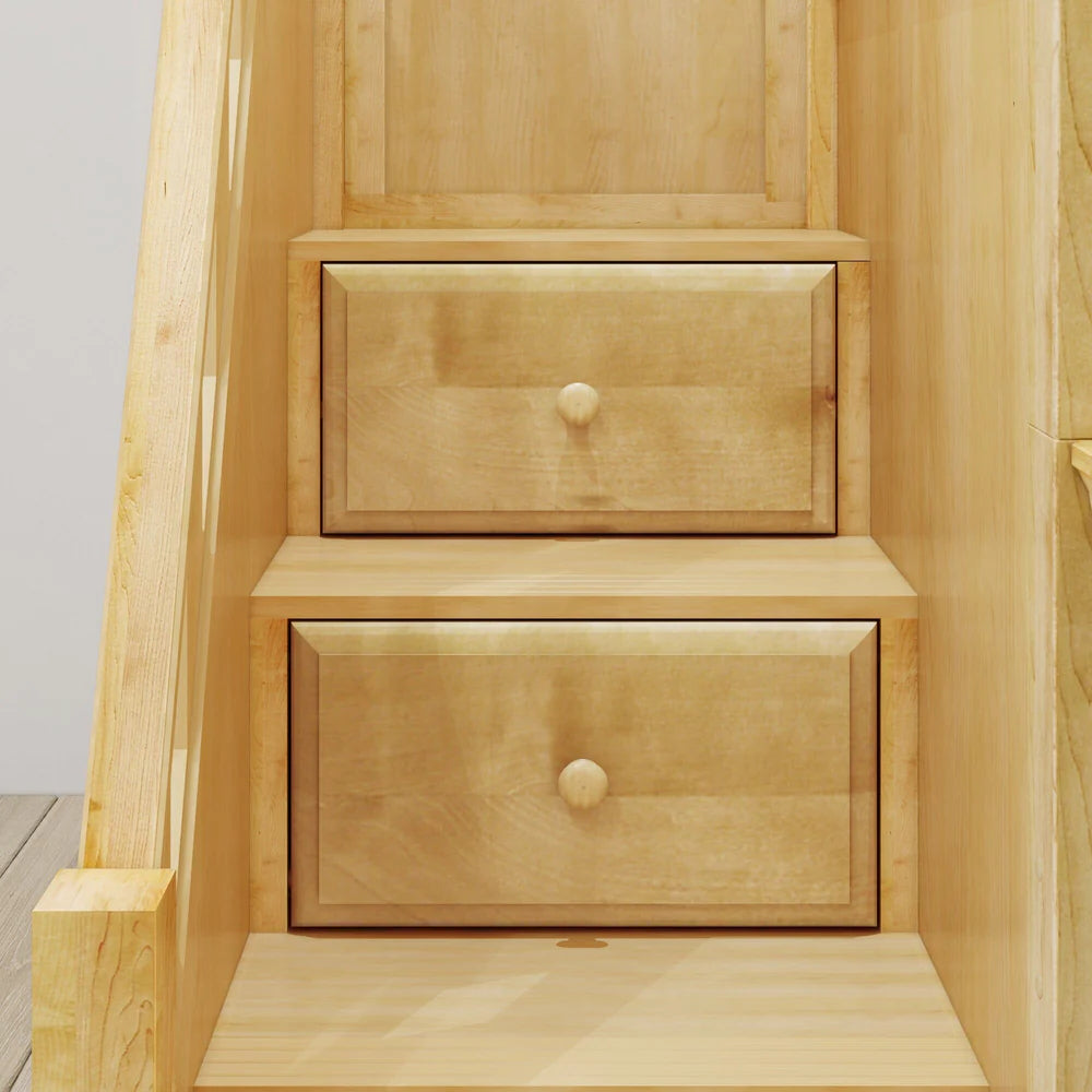 Maxtrix Twin XL over Queen + Twin XL Corner Triple Loft Bunk Bed with Stairs