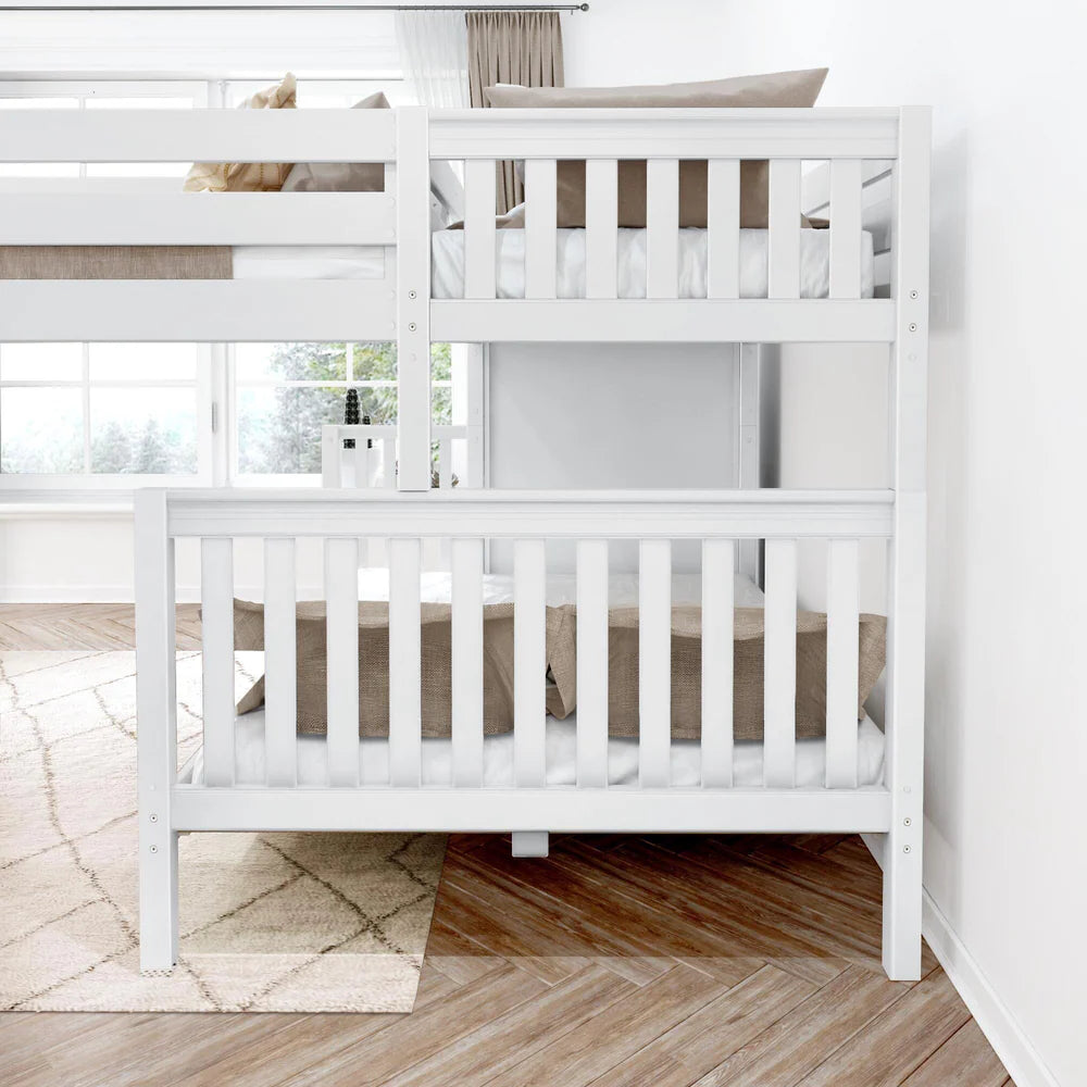 Maxtrix Twin XL over Queen + Twin XL Corner Triple Loft Bunk Bed with Stairs