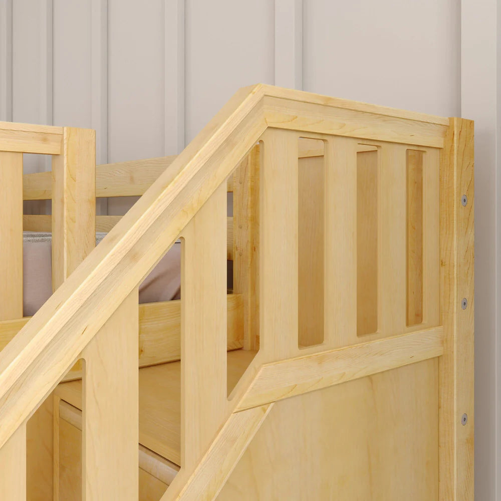 Maxtrix Twin XL Low Loft Bed with Slide and Stairs