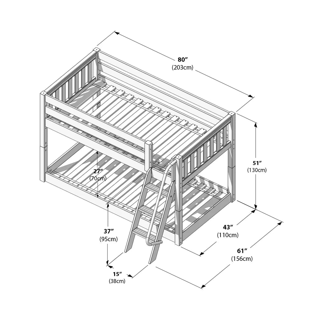Maxtrix Twin Floor Bunk Angle ladder on Front