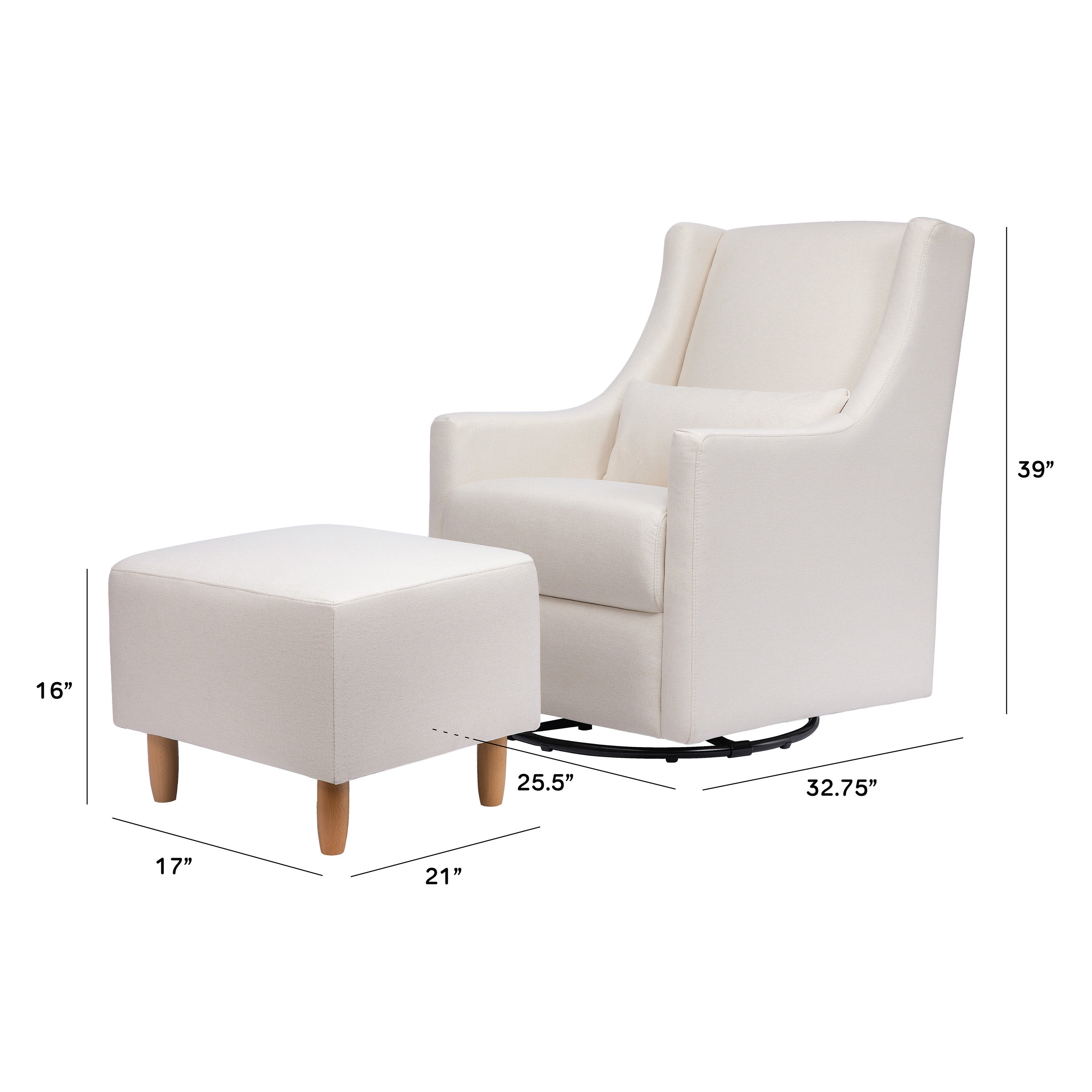 Babyletto Toco Swivel Glider and Ottoman in Eco-Performance Fabric | Water Repellent & Stain Resistant | Lullabye Shop