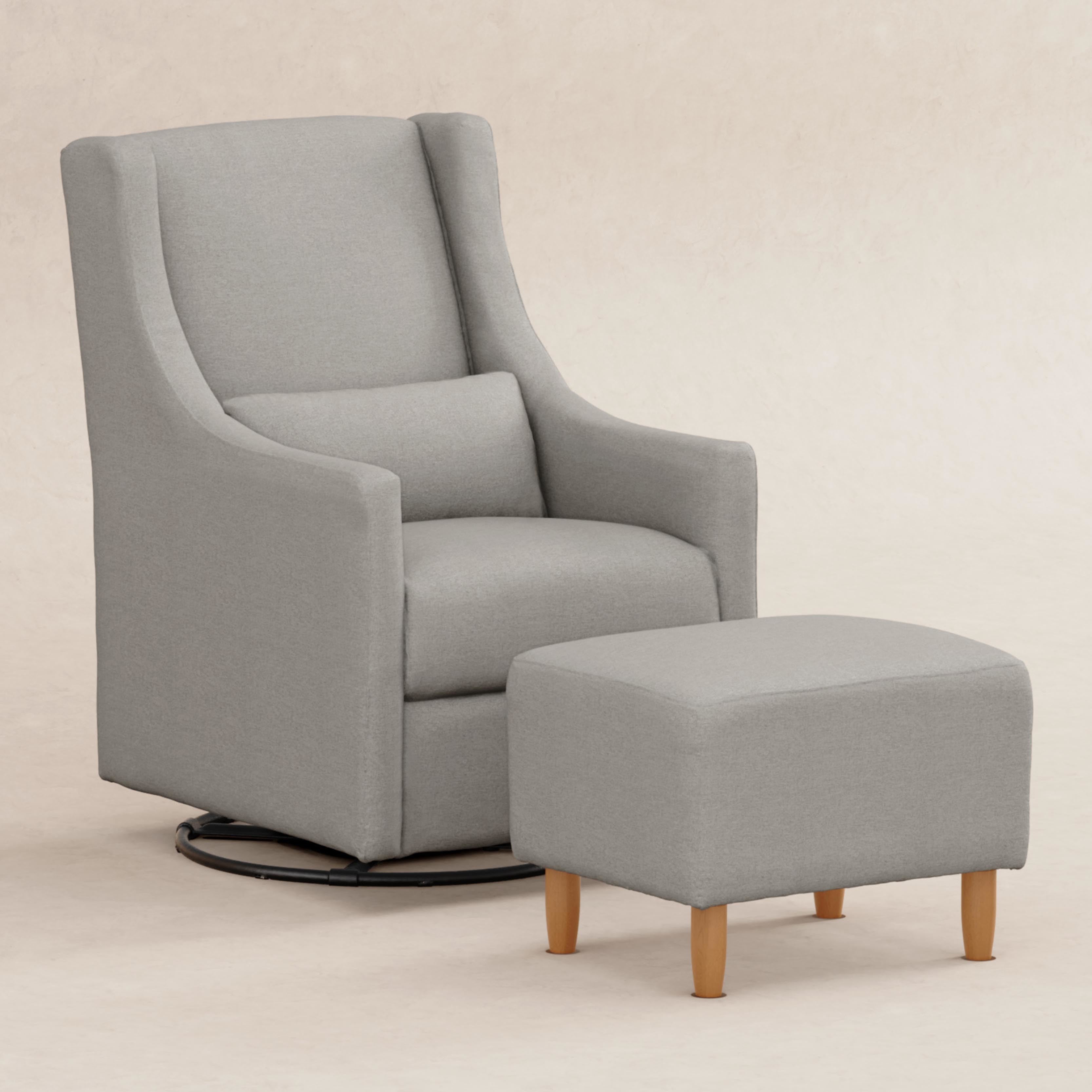 Babyletto Toco Swivel Glider and Ottoman in Eco-Performance Fabric | Water Repellent & Stain Resistant | Lullabye Shop