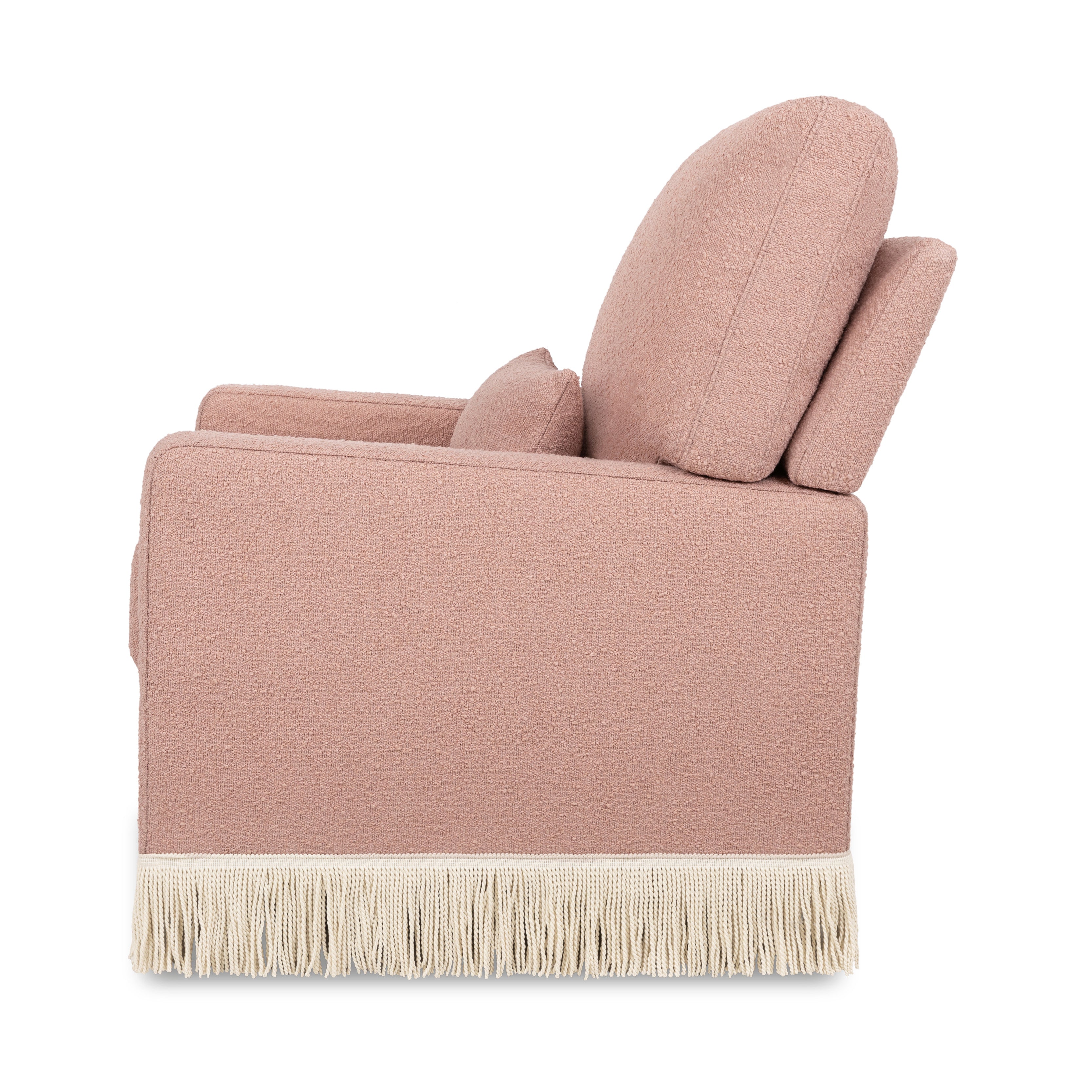 Namesake Crawford Pillowback Comfort Swivel Glider | Boucle with Tassel Fringe | Lullabye Shop