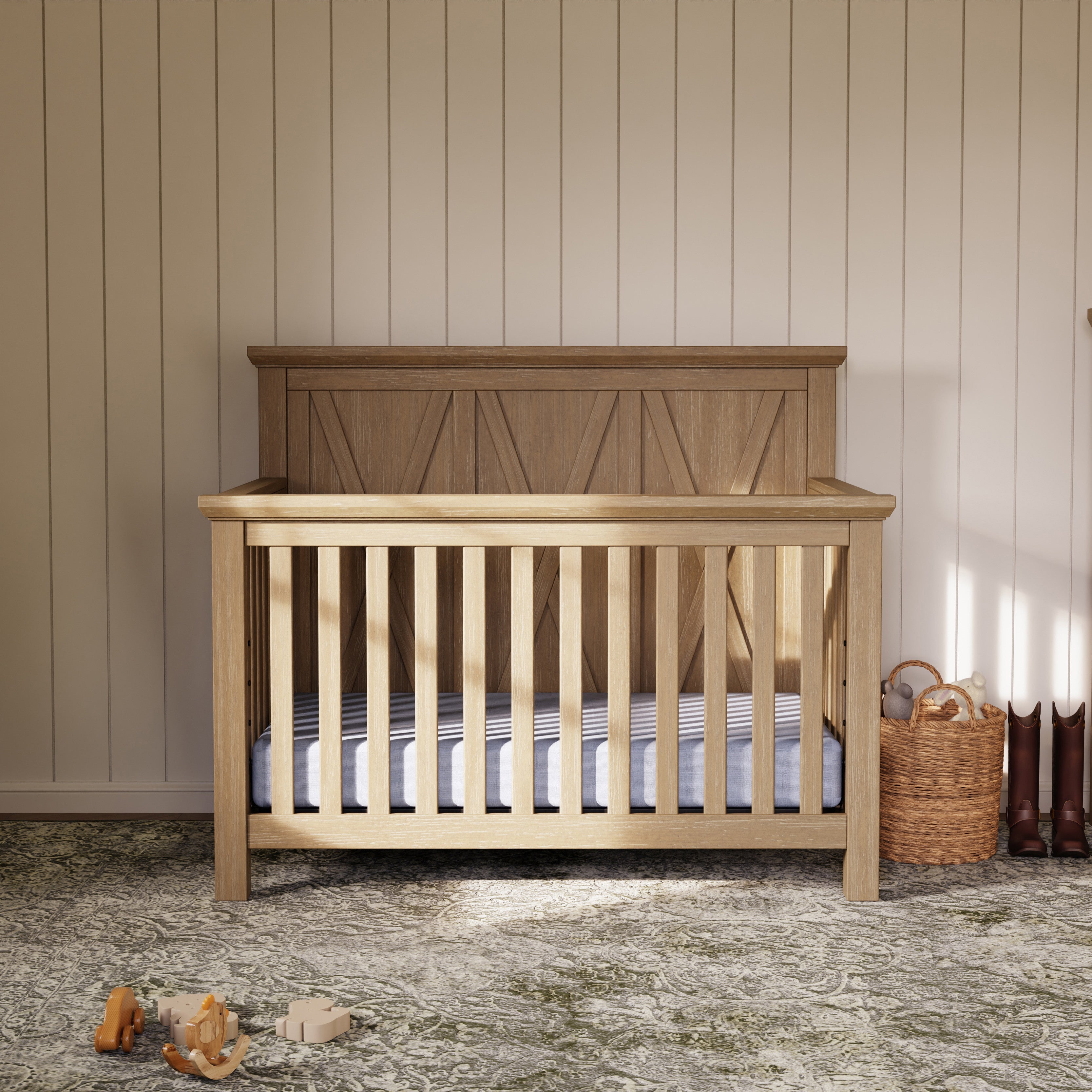 Monogram by Namesake Emory Farmhouse 4-in-1 Convertible Crib | Lullabye Shop