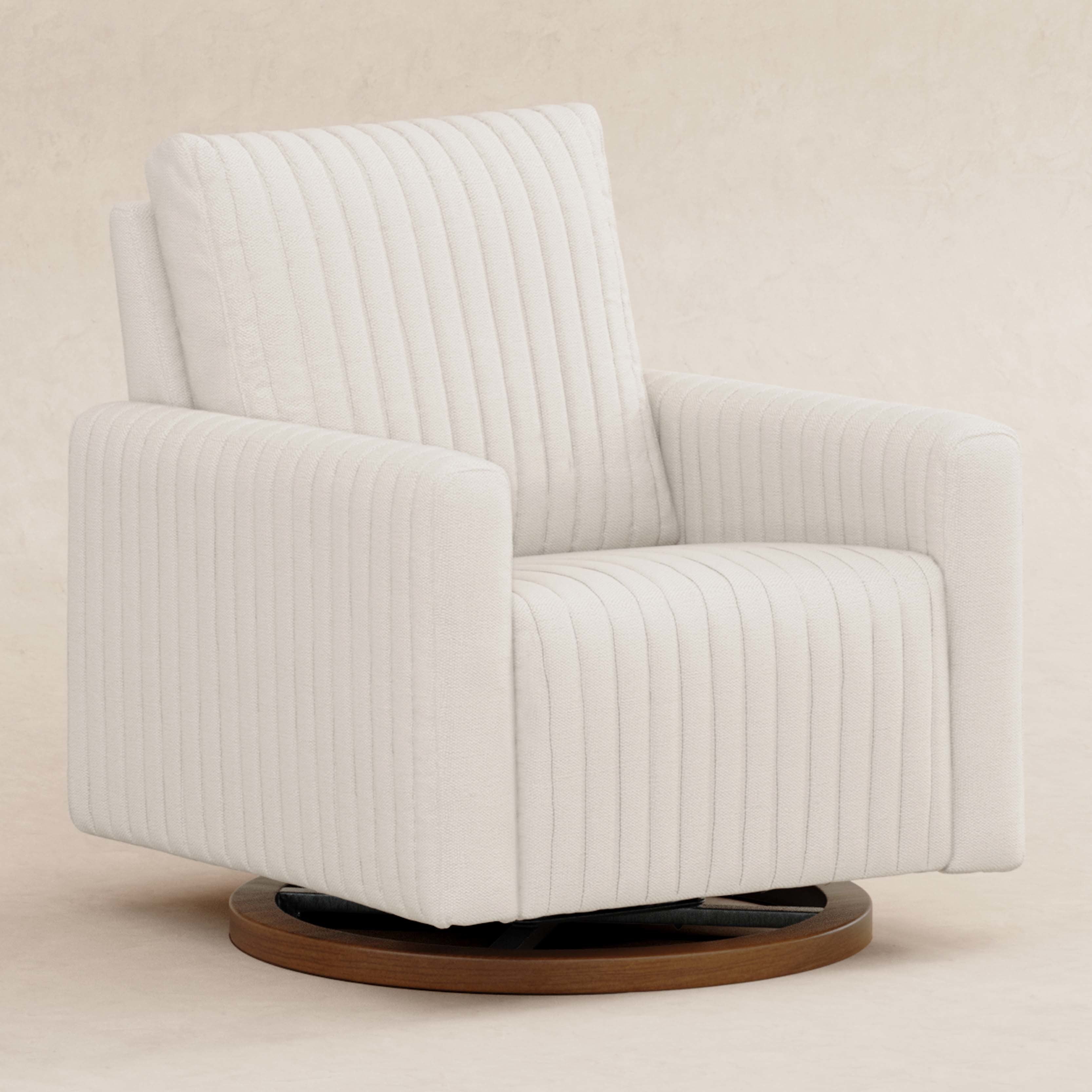 Babyletto Poe Channeled Swivel Glider in Eco-Performance Fabric | Water Repellent & Stain Resistant | Lullabye Shop
