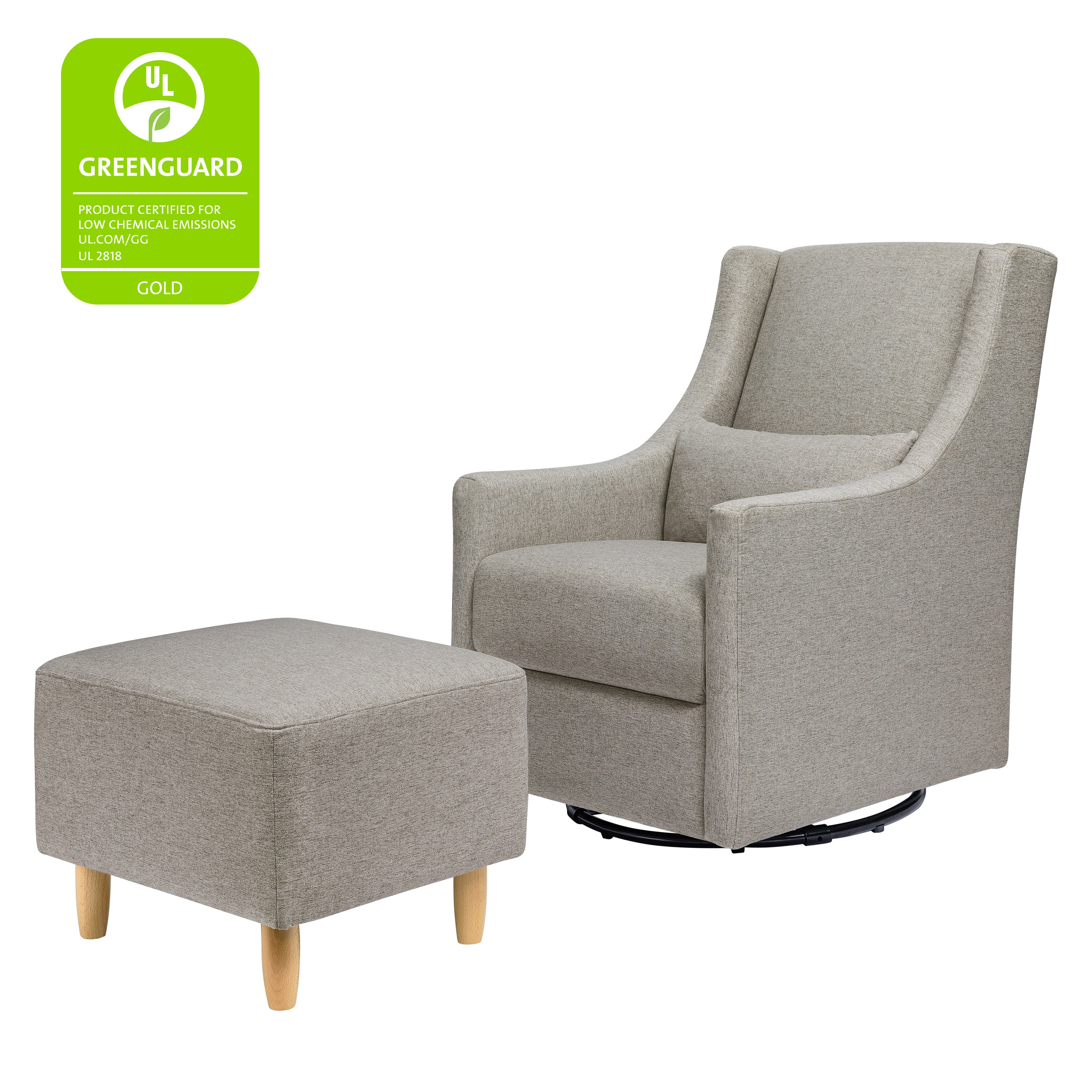 Babyletto Toco Swivel Glider and Ottoman in Eco-Performance Fabric | Water Repellent & Stain Resistant | Lullabye Shop