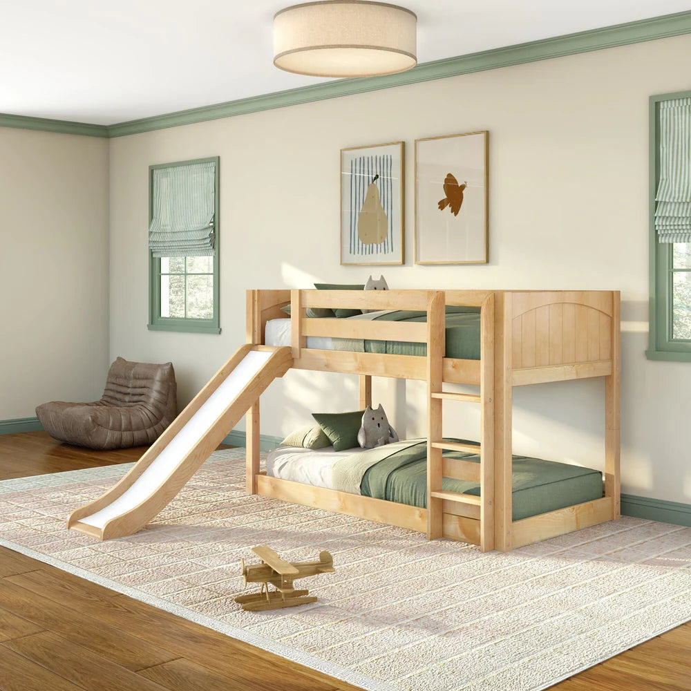 Maxtrix Floor Bunk Bed with Slide Straight ladder on Front
