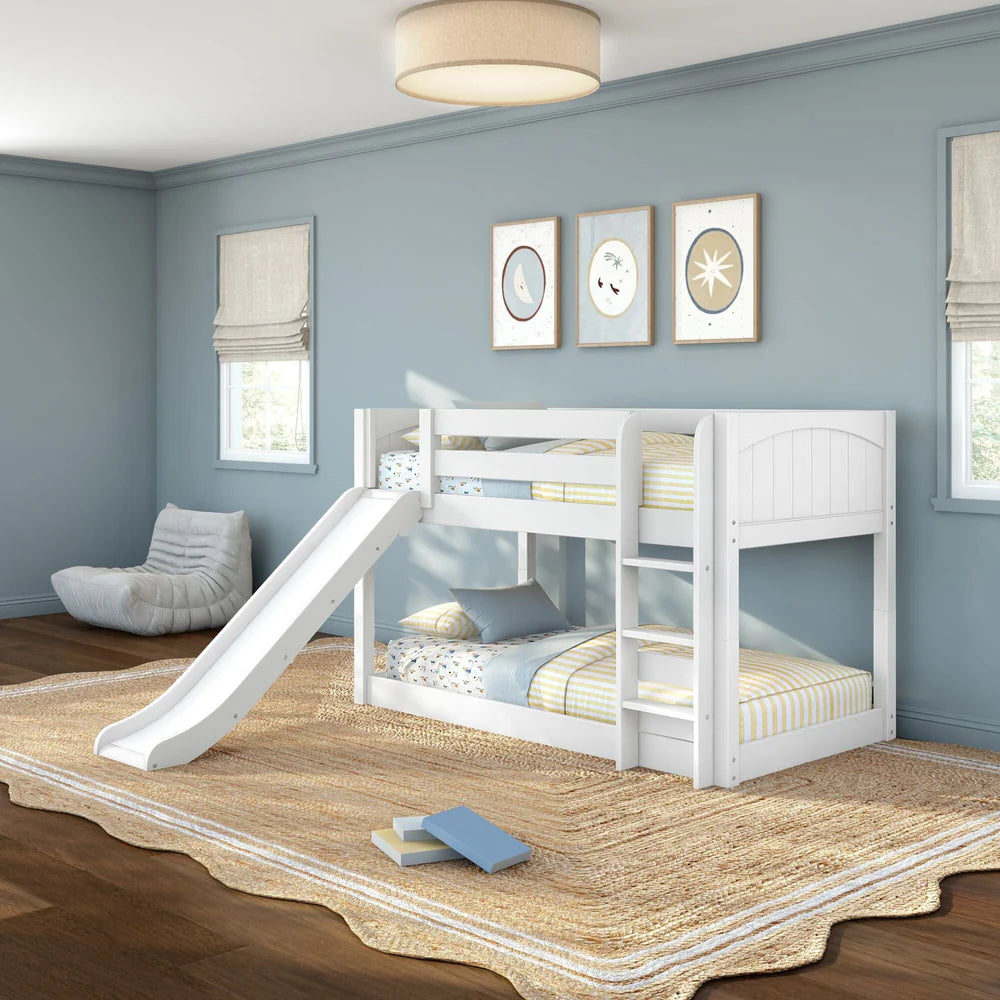 Maxtrix Floor Bunk Bed with Slide Straight ladder on Front