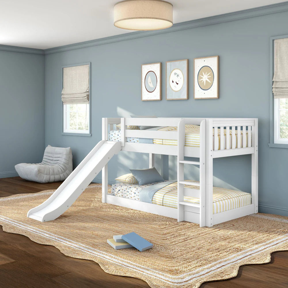 Maxtrix Floor Bunk Bed with Slide Straight ladder on Front