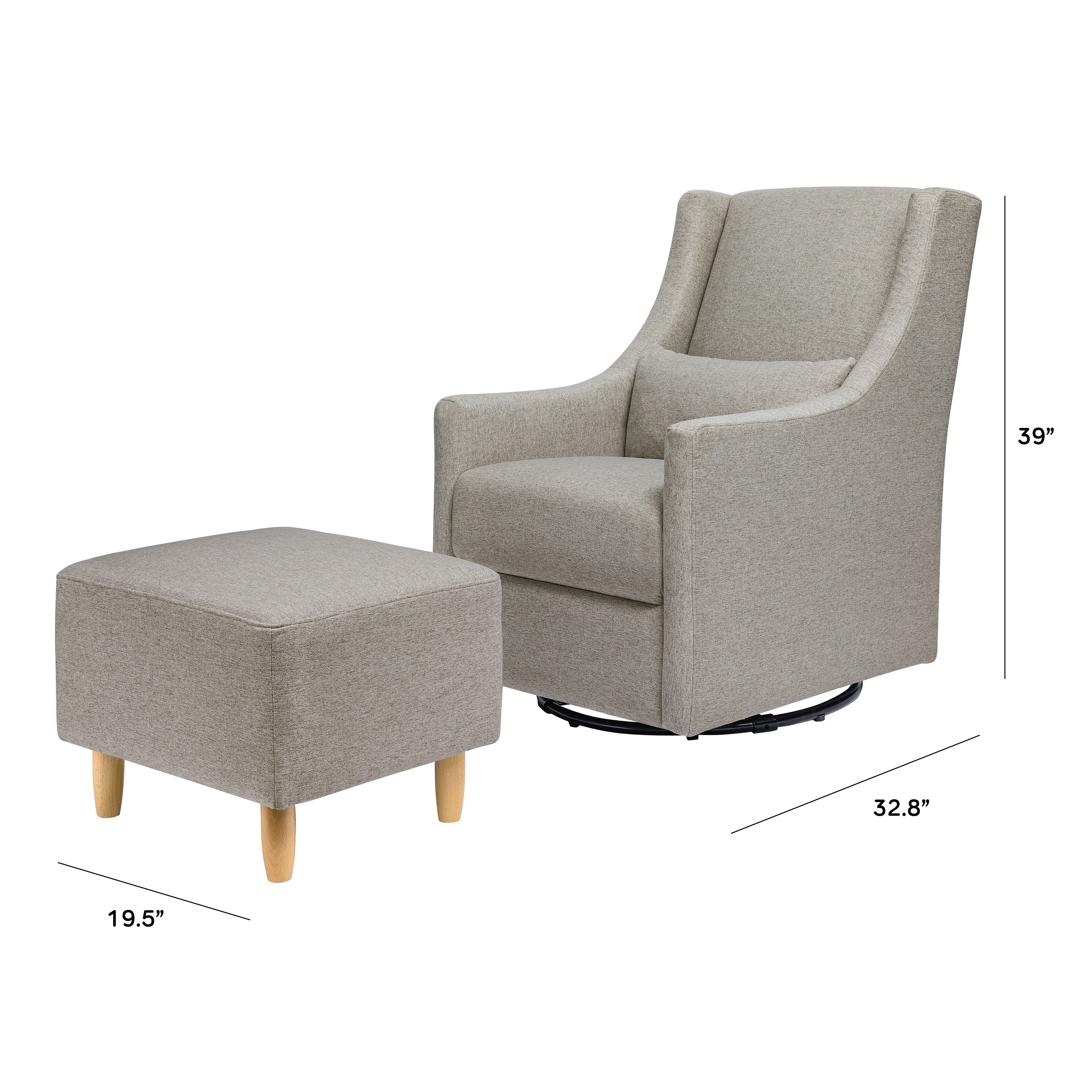 Babyletto Toco Swivel Glider and Ottoman in Eco-Performance Fabric | Water Repellent & Stain Resistant | Lullabye Shop
