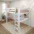 Maxtrix Twin High Study Loft Bed with Long Desk Straight Ladder Front