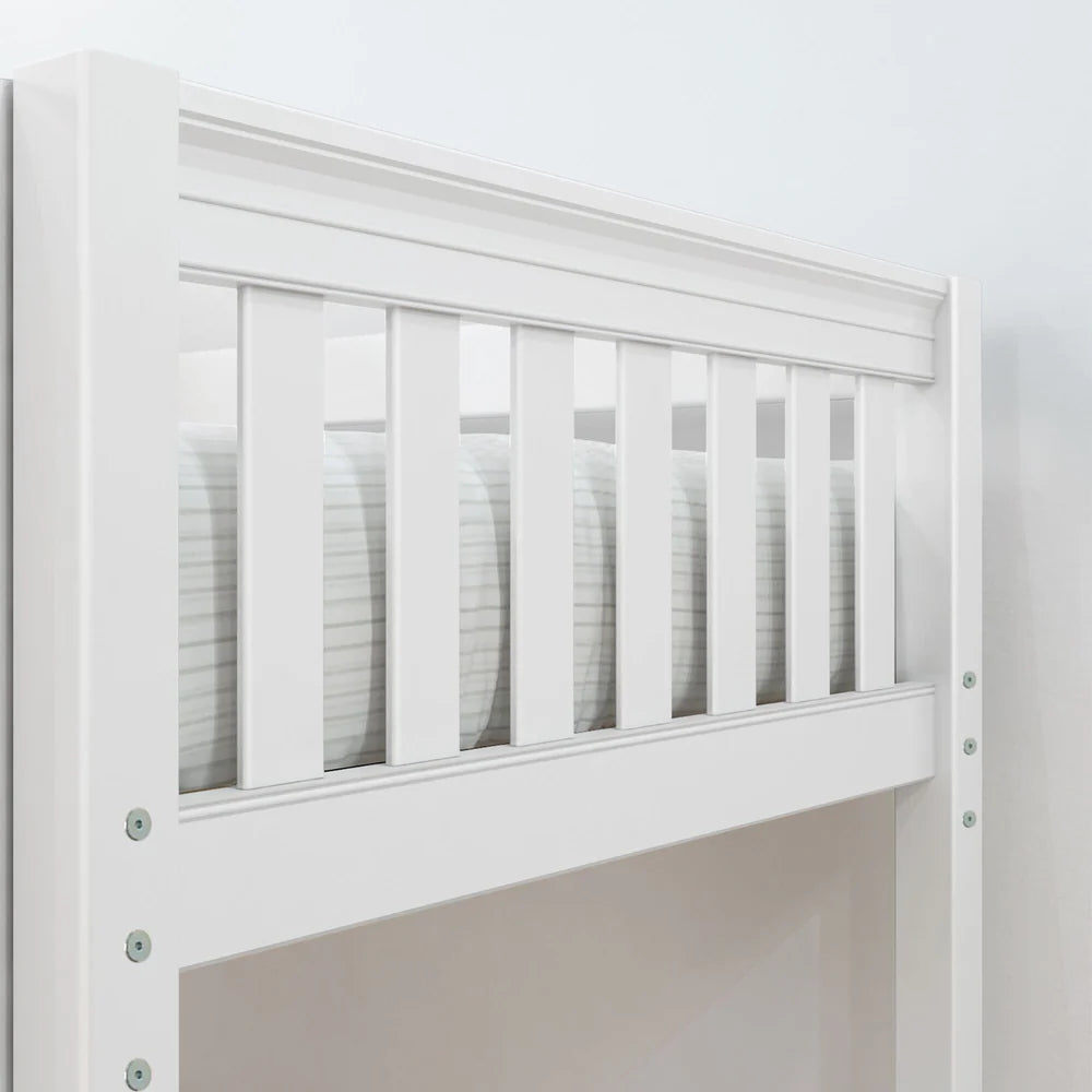 Maxtrix Twin High Study Loft Bed with Long Desk Straight Ladder Front