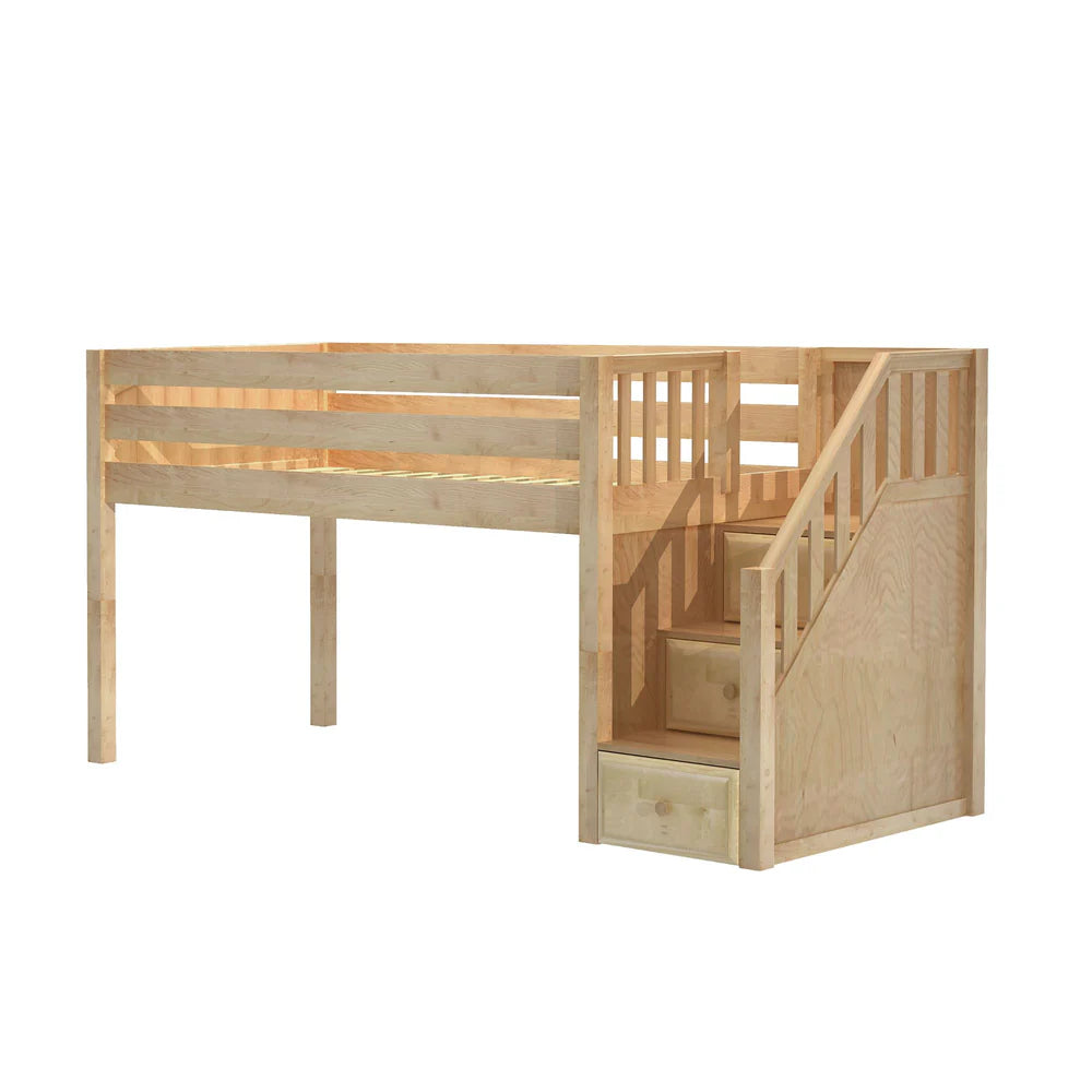 Maxtrix Twin Low Loft Bed with Stairs