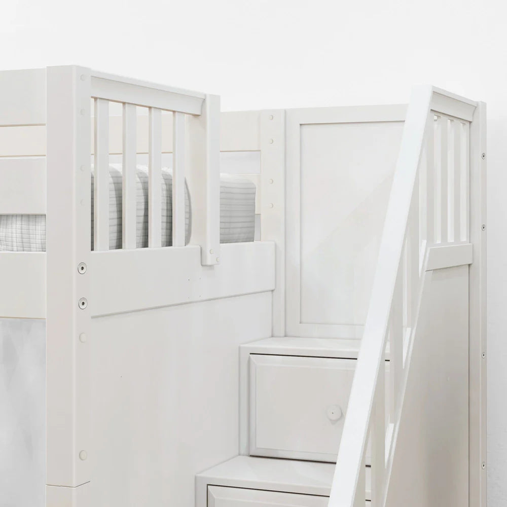 Maxtrix Twin XL Low Loft Bed with Stairs