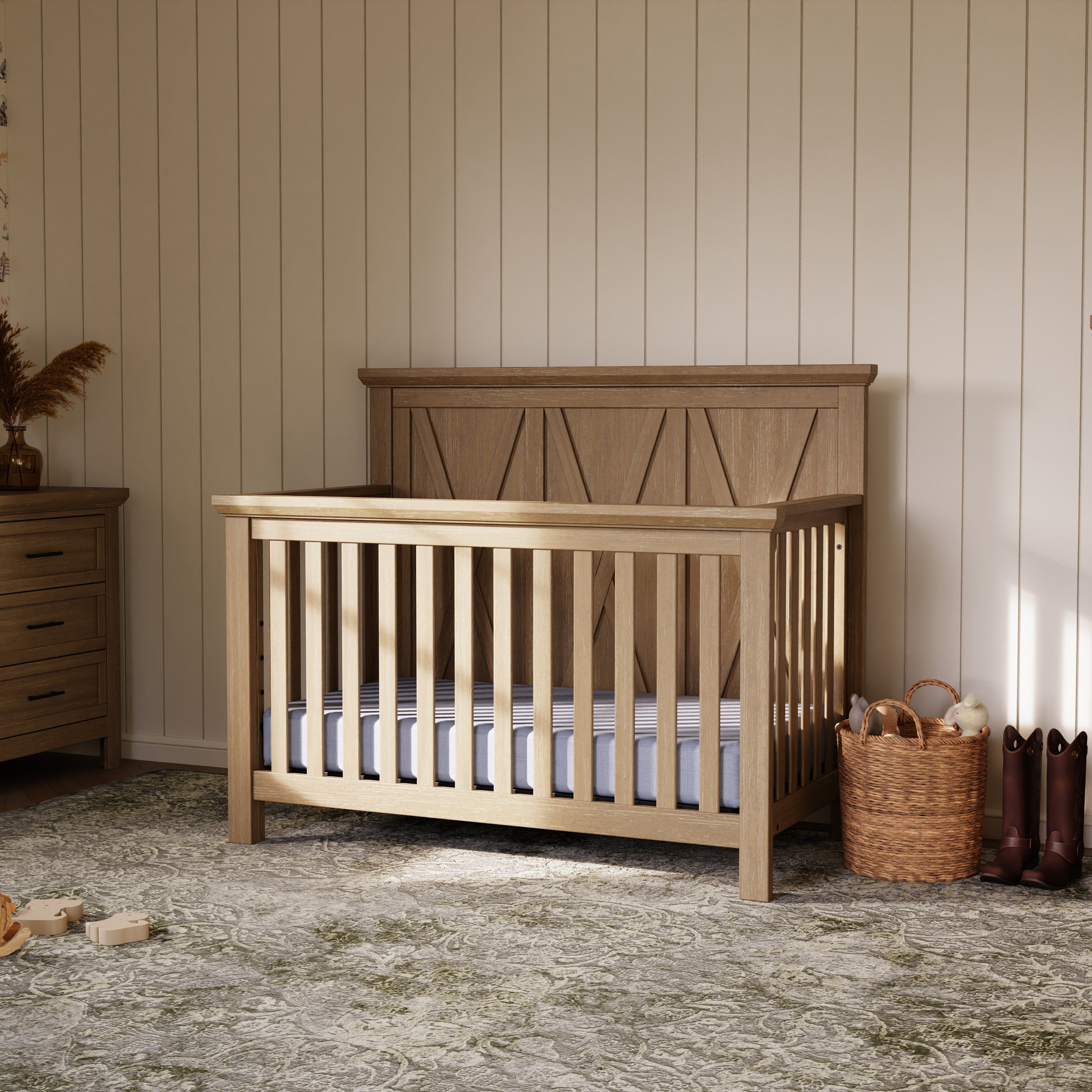 Monogram by Namesake Emory Farmhouse 4-in-1 Convertible Crib | Lullabye Shop