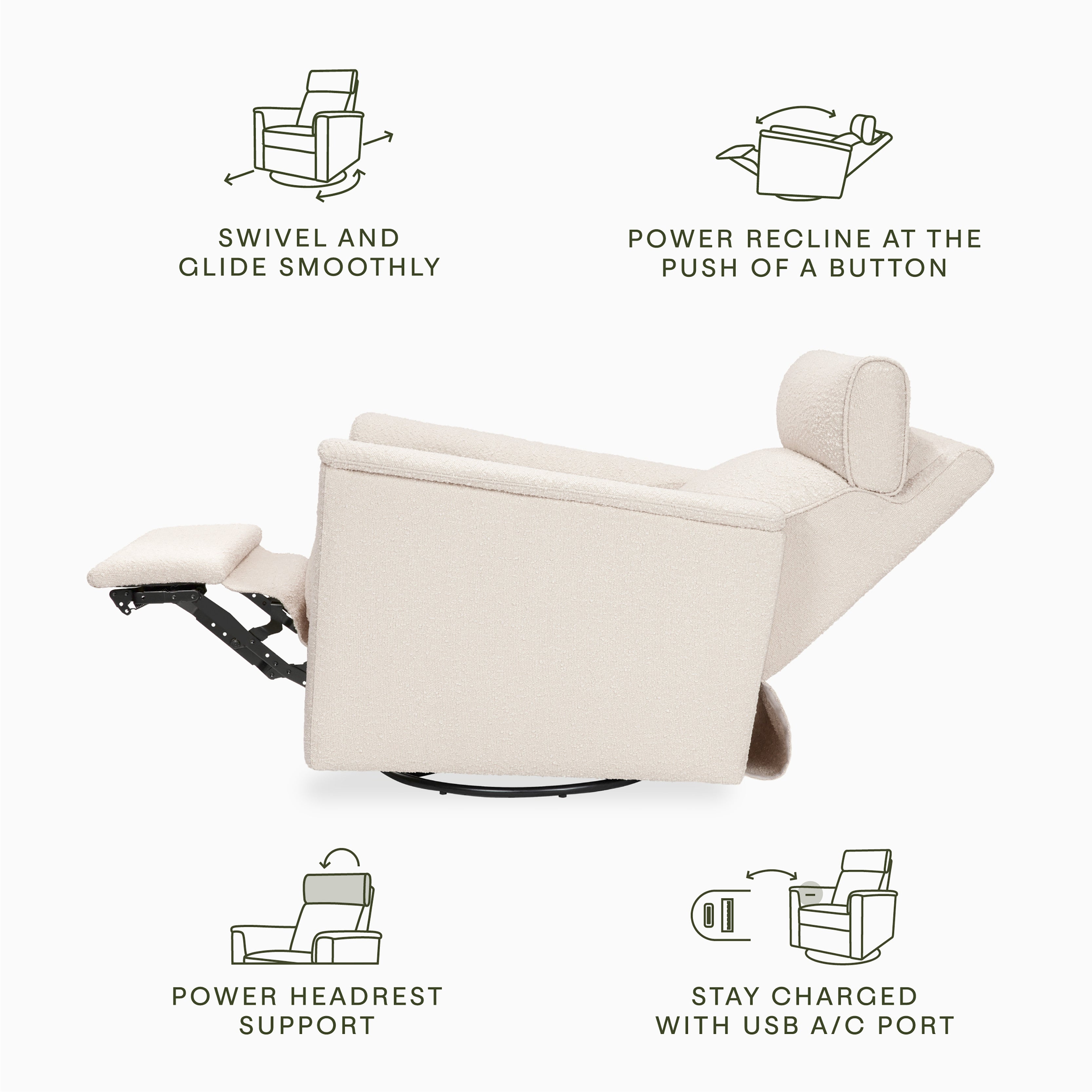 Monogram by Namesake Willa Plus Power Glider Recliner + Power Headrest | Lullabye Shop