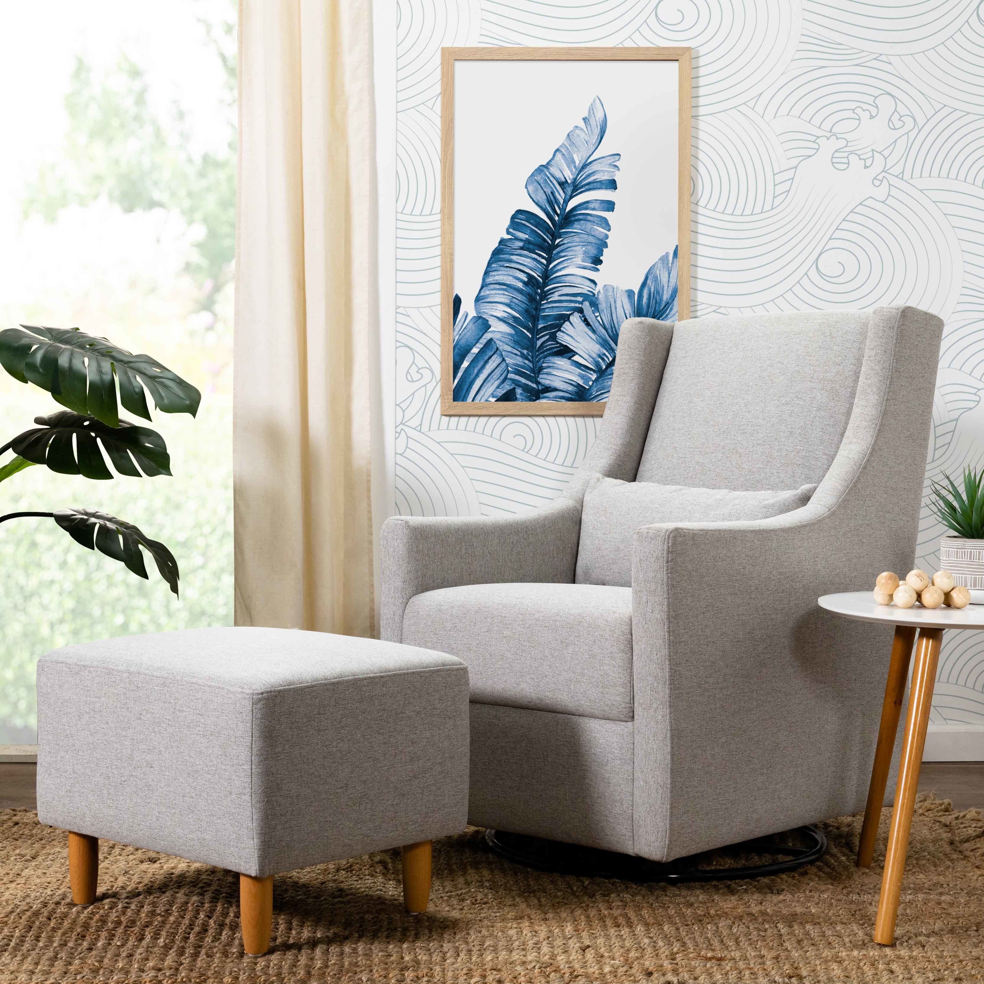 Babyletto Toco Swivel Glider and Ottoman in Eco-Performance Fabric | Water Repellent & Stain Resistant | Lullabye Shop