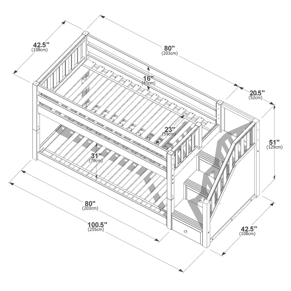 Maxtrix Floor Bunk Bed and Stairs