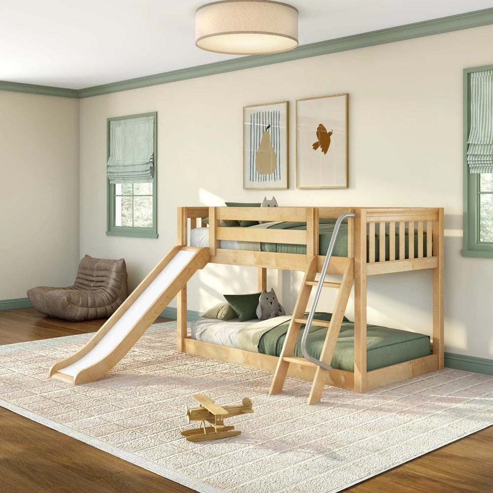 Maxtrix Floor Bunk Bed with Slide Angle ladder on Front