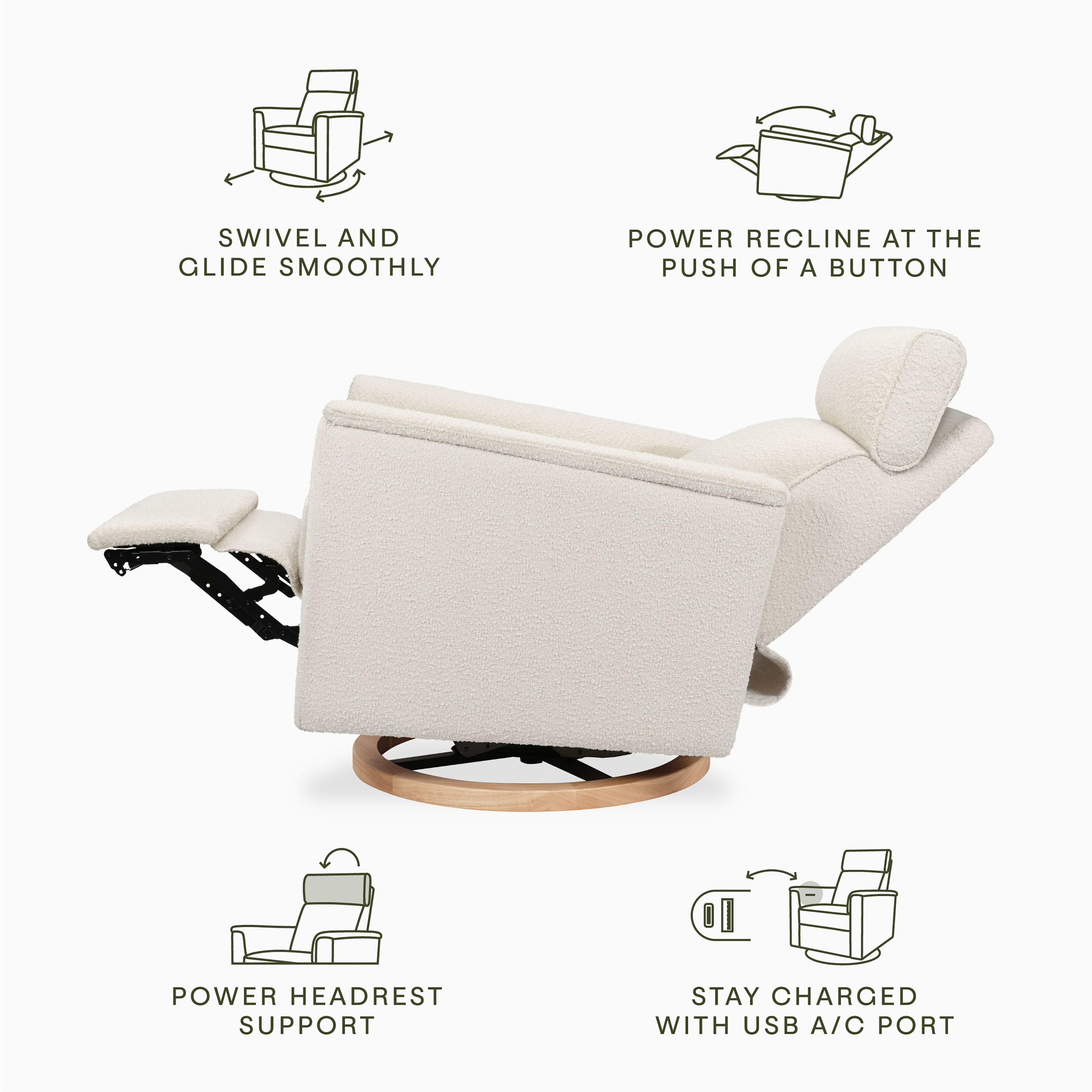 Monogram by Namesake Willa Plus Power Glider Recliner + Power Headrest | Lullabye Shop