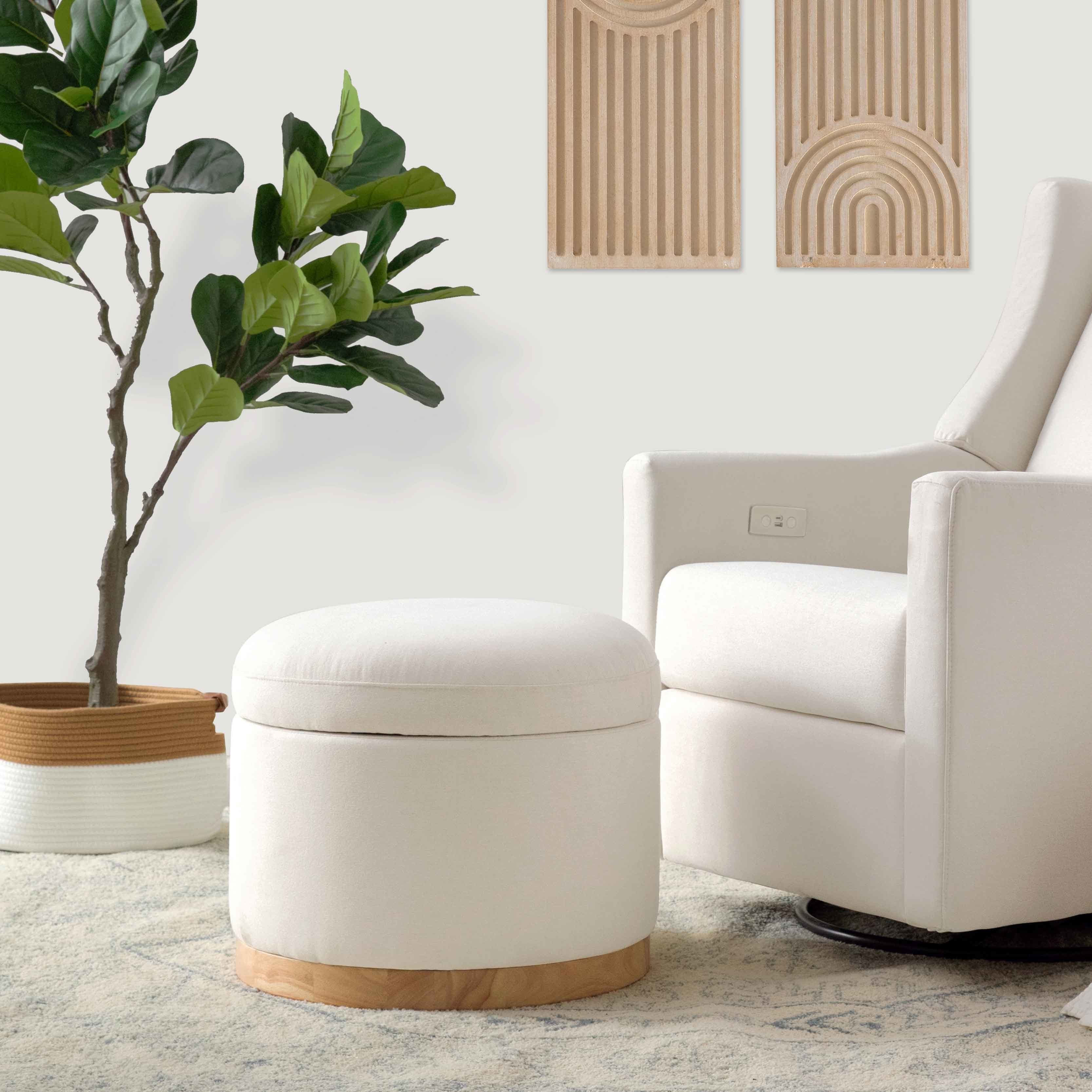 Babyletto Naka Storage Ottoman in Eco-Performance Fabric | Water Repellent & Stain Resistant | Lullabye Shop