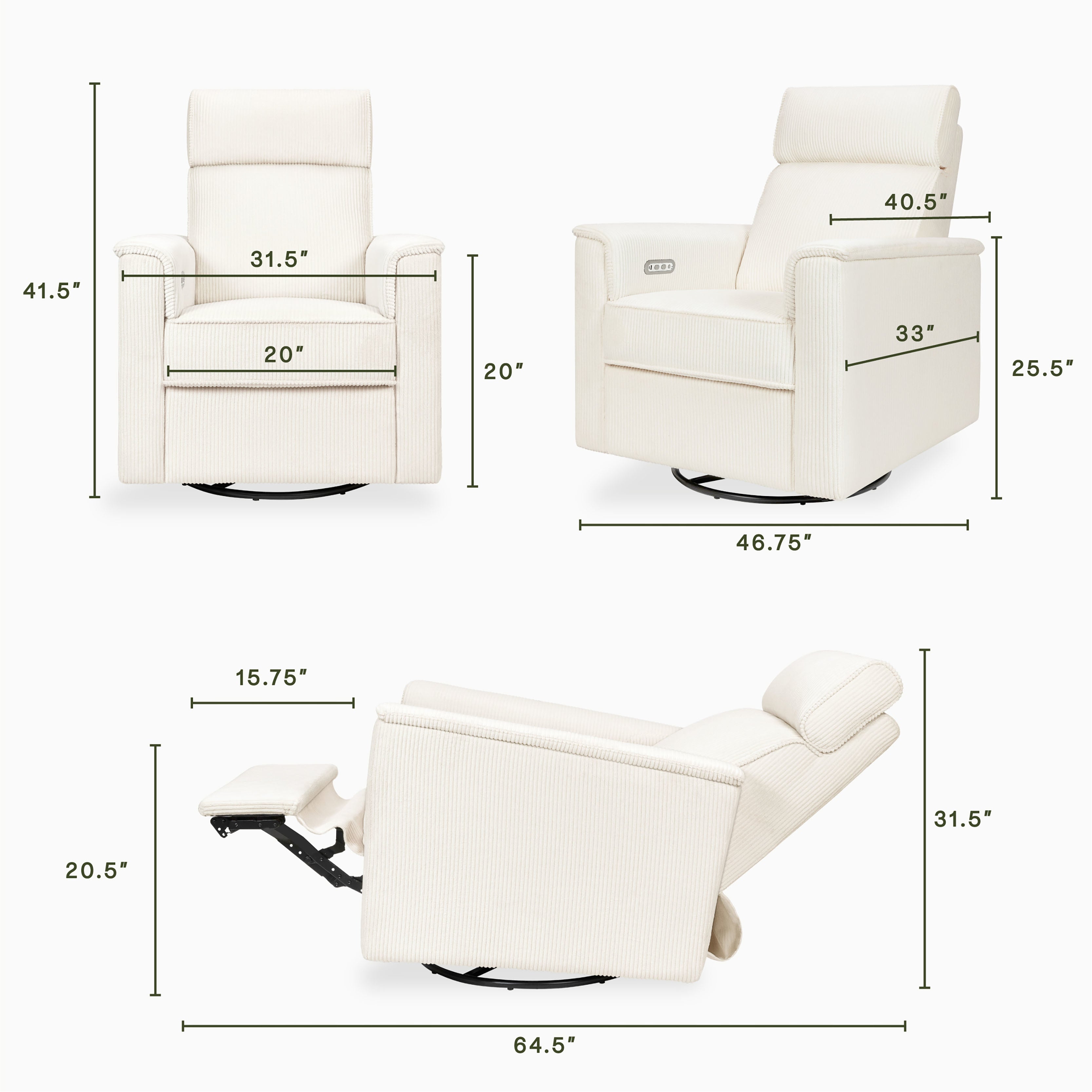 Monogram by Namesake Willa Plus Power Glider Recliner + Power Headrest | Lullabye Shop