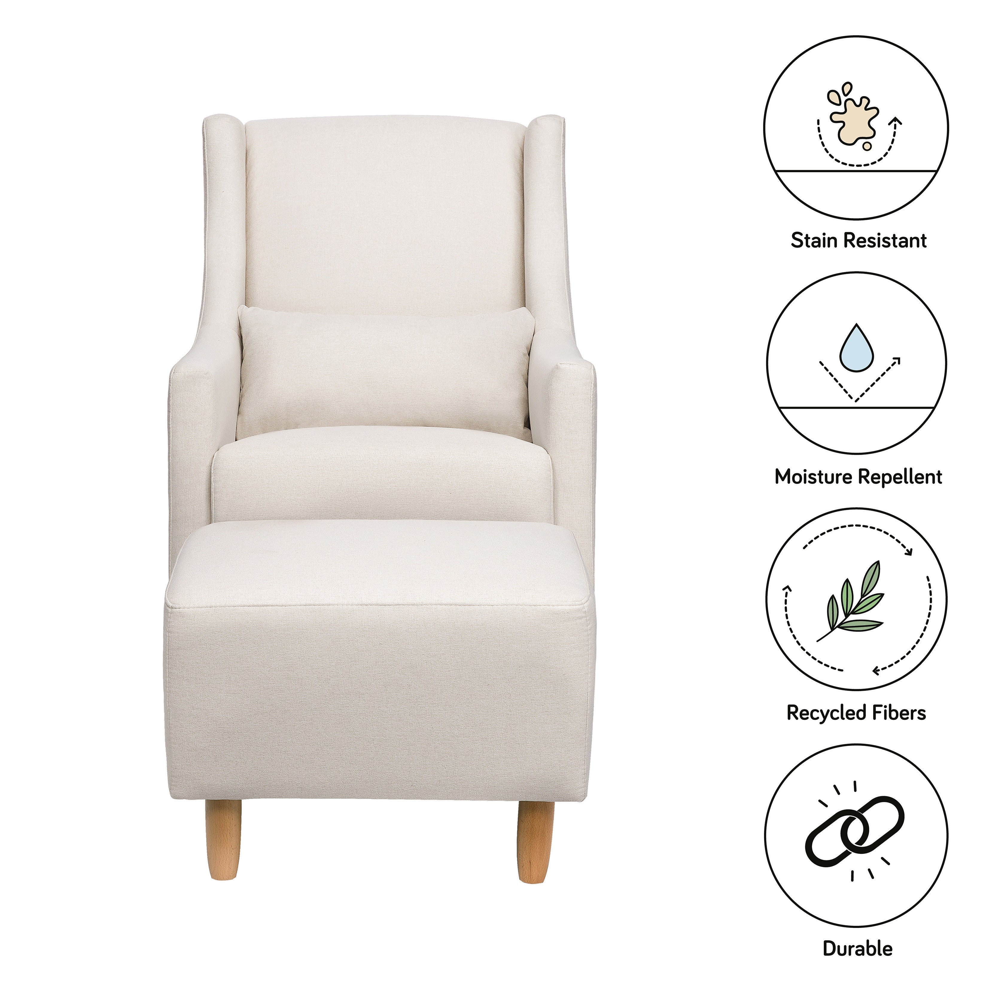 Babyletto Toco Swivel Glider and Ottoman in Eco-Performance Fabric | Water Repellent & Stain Resistant | Lullabye Shop