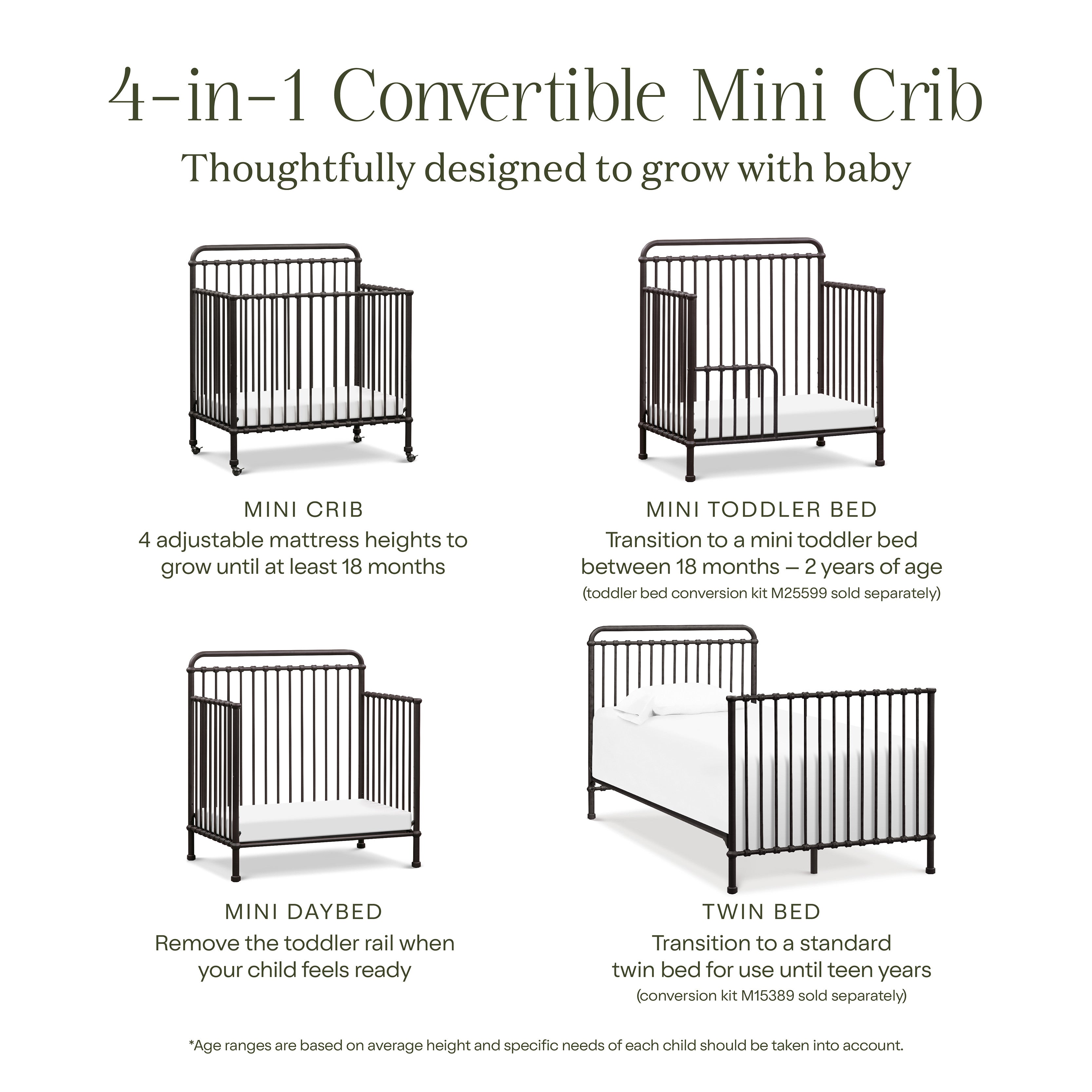 Namesake Winston 4-in-1 Convertible Mini Crib | Lullabye Shop
