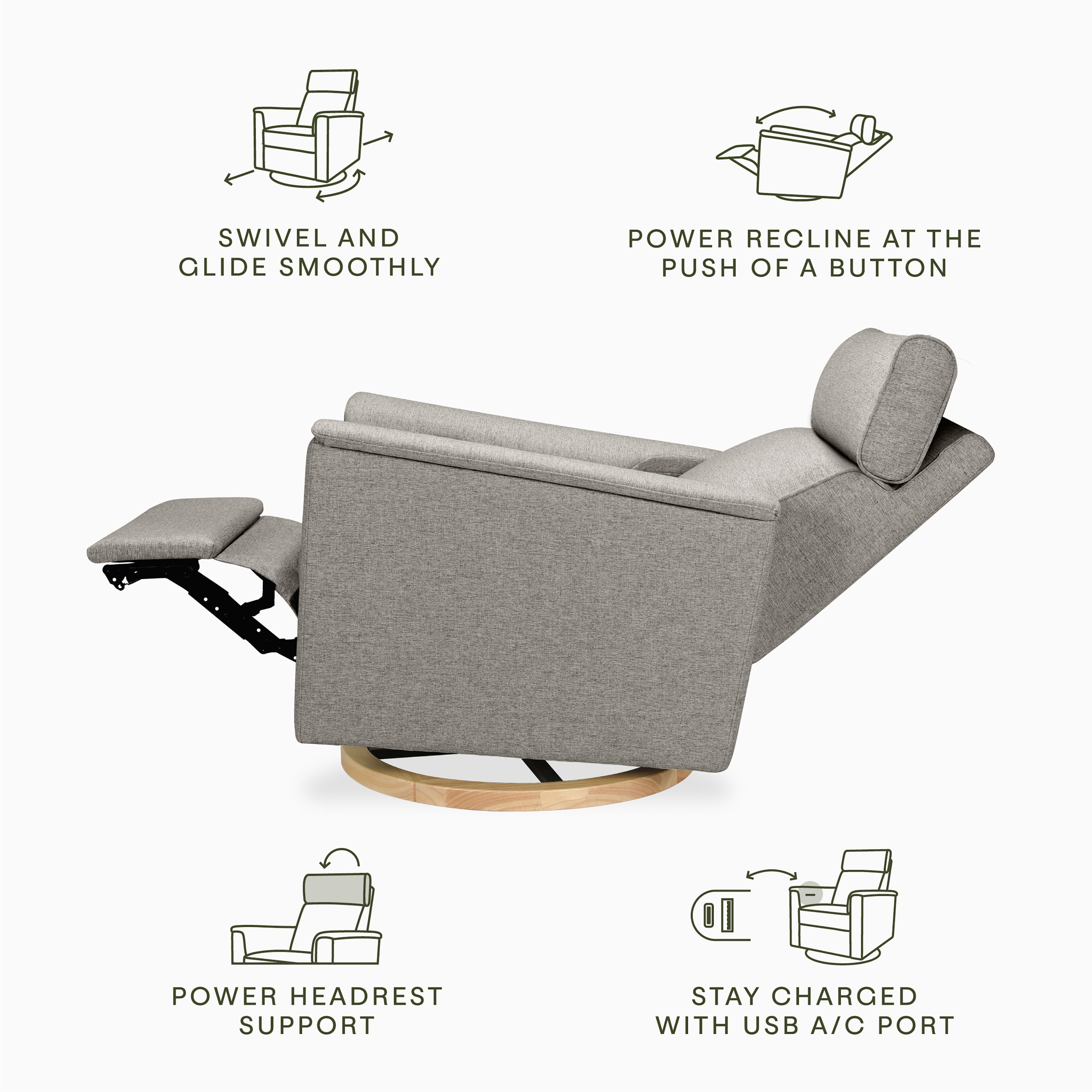 Monogram by Namesake Willa Plus Power Glider Recliner + Power Headrest | Lullabye Shop