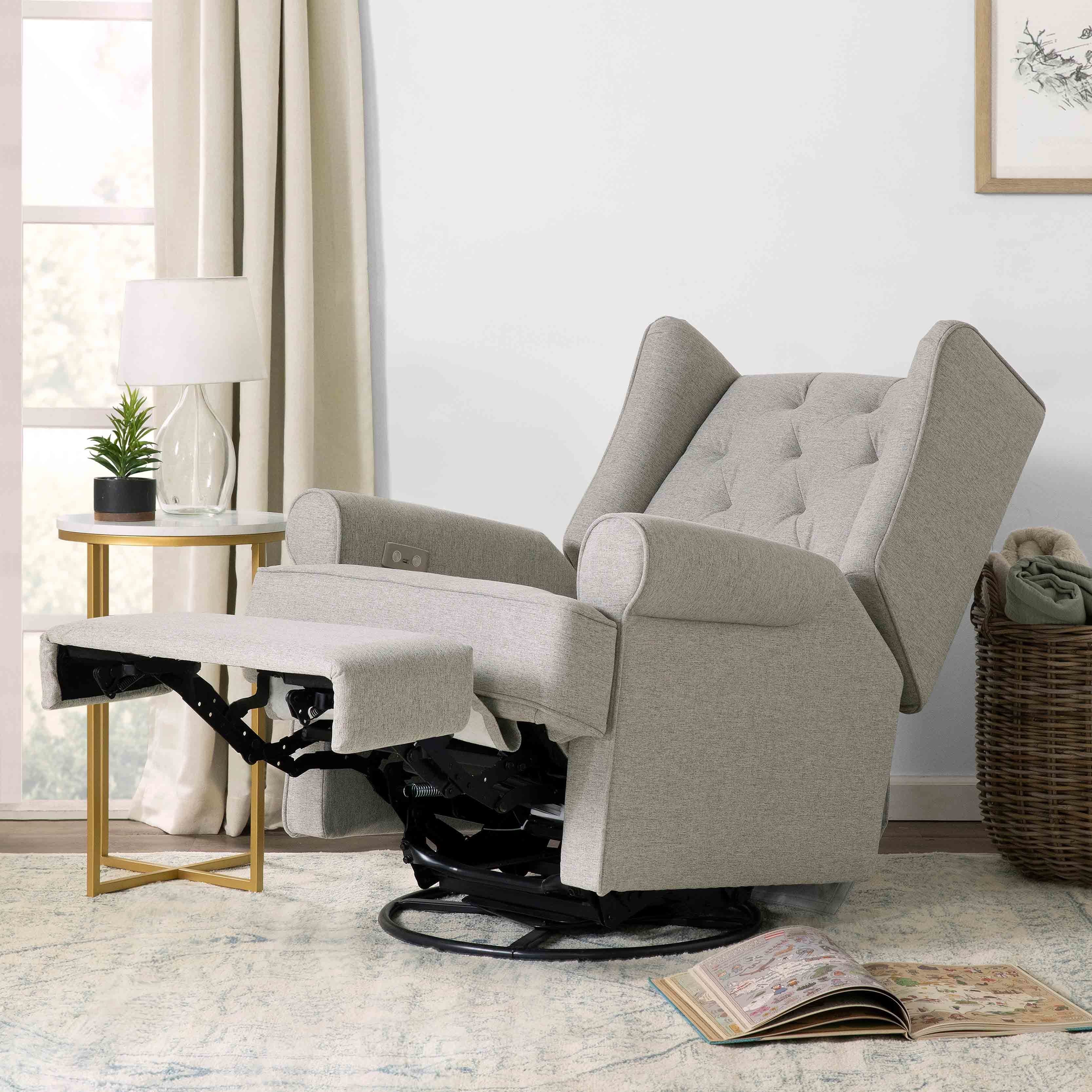 Namesake Harbour Electronic Recliner and Swivel Glider in Eco-Performance Fabric with USB port | Water Repellent & Stain Resistant | Lullabye Shop