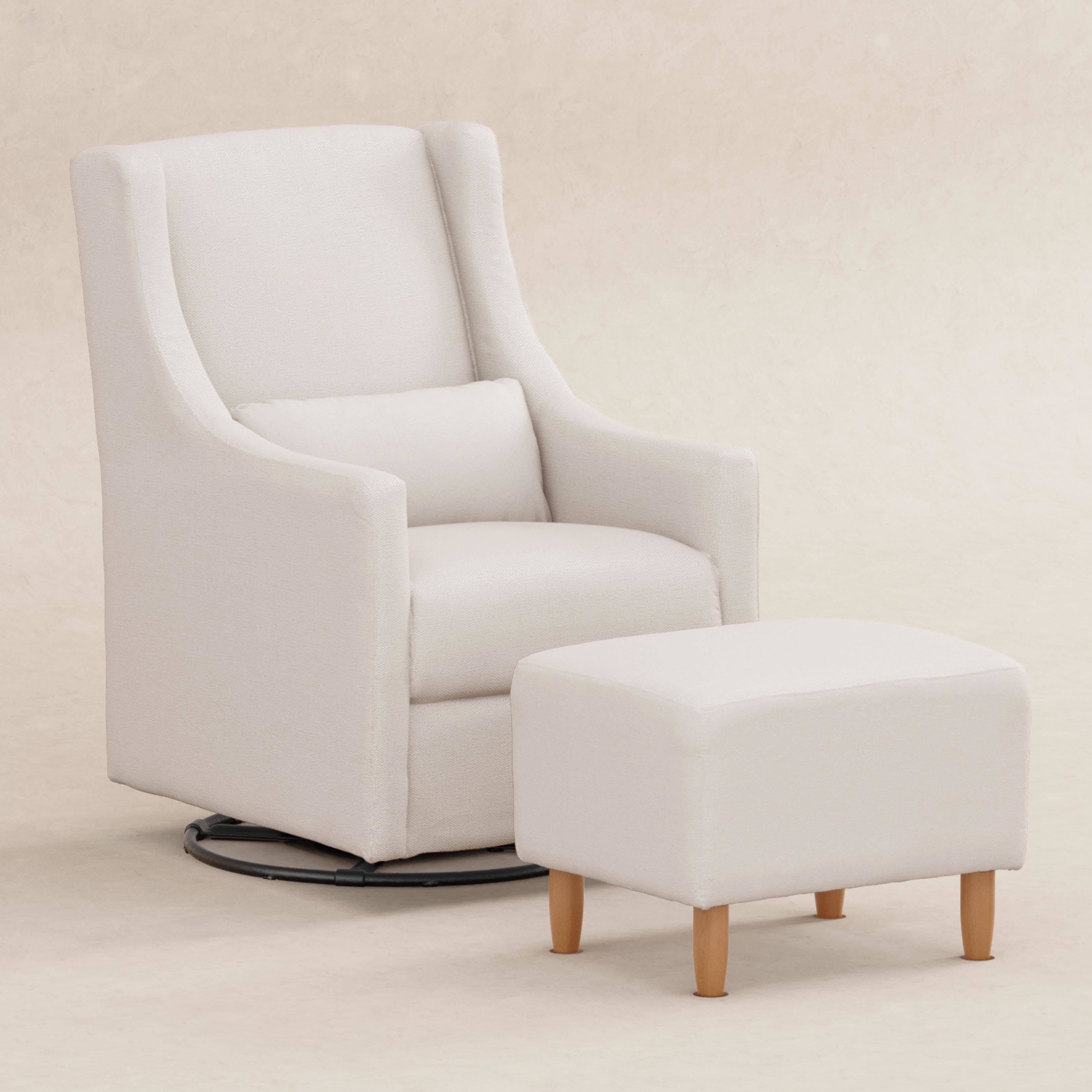 Babyletto Toco Swivel Glider and Ottoman in Eco-Performance Fabric | Water Repellent & Stain Resistant | Lullabye Shop