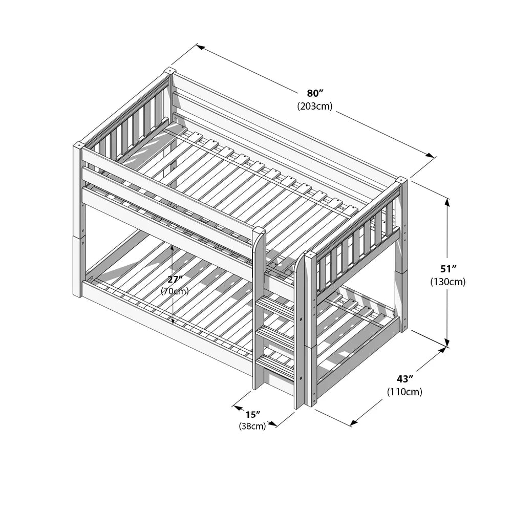 Maxtrix Twin Floor Bunk Straight Ladder on Front