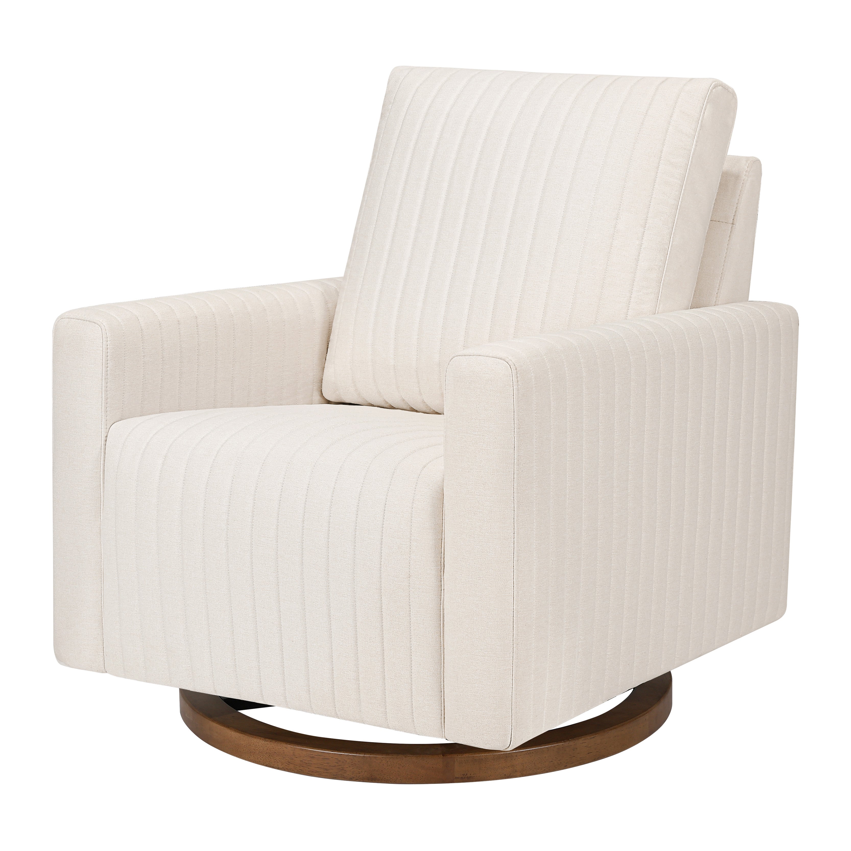 Babyletto Poe Channeled Swivel Glider in Eco-Performance Fabric | Water Repellent & Stain Resistant | Lullabye Shop