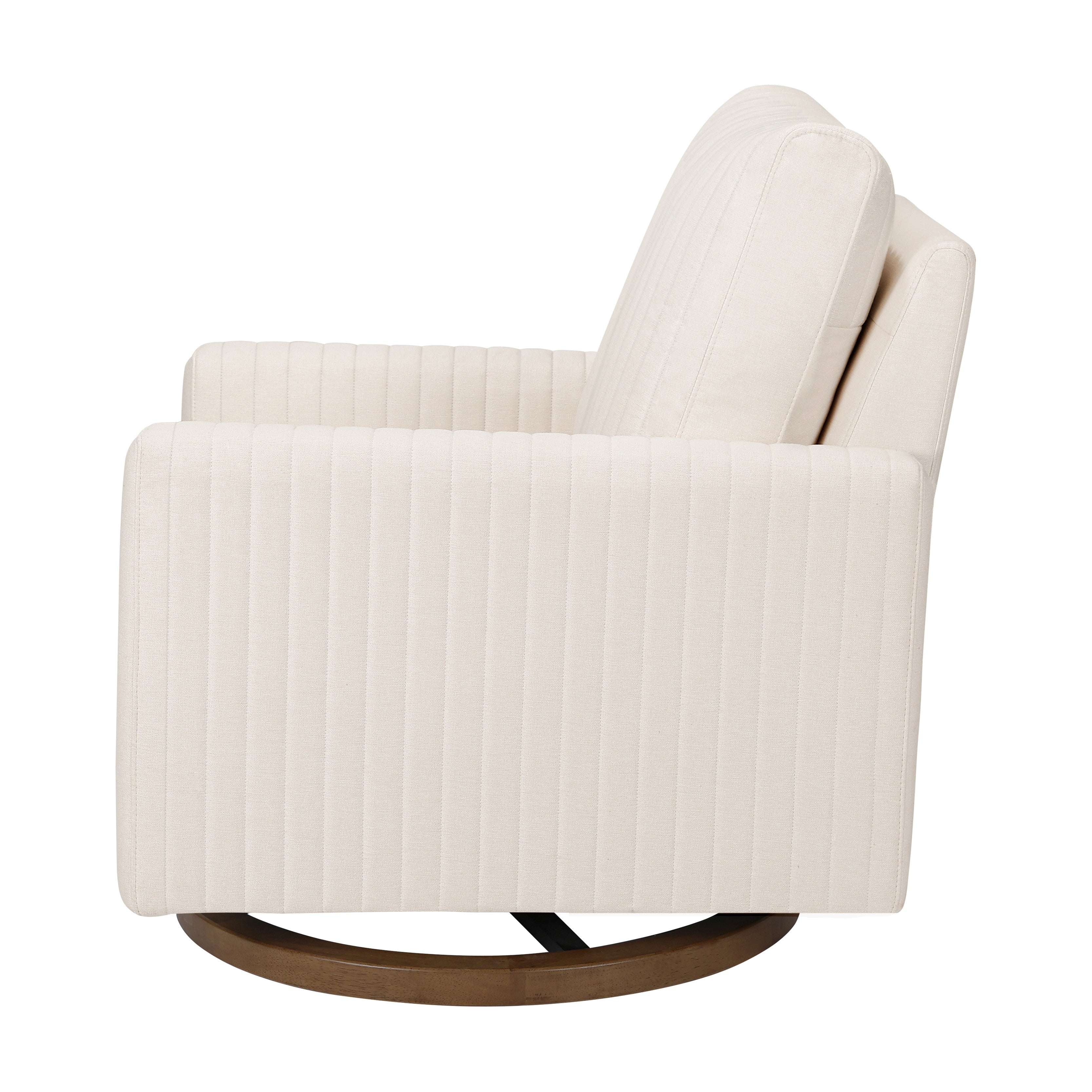 Babyletto Poe Channeled Swivel Glider in Eco-Performance Fabric | Water Repellent & Stain Resistant | Lullabye Shop