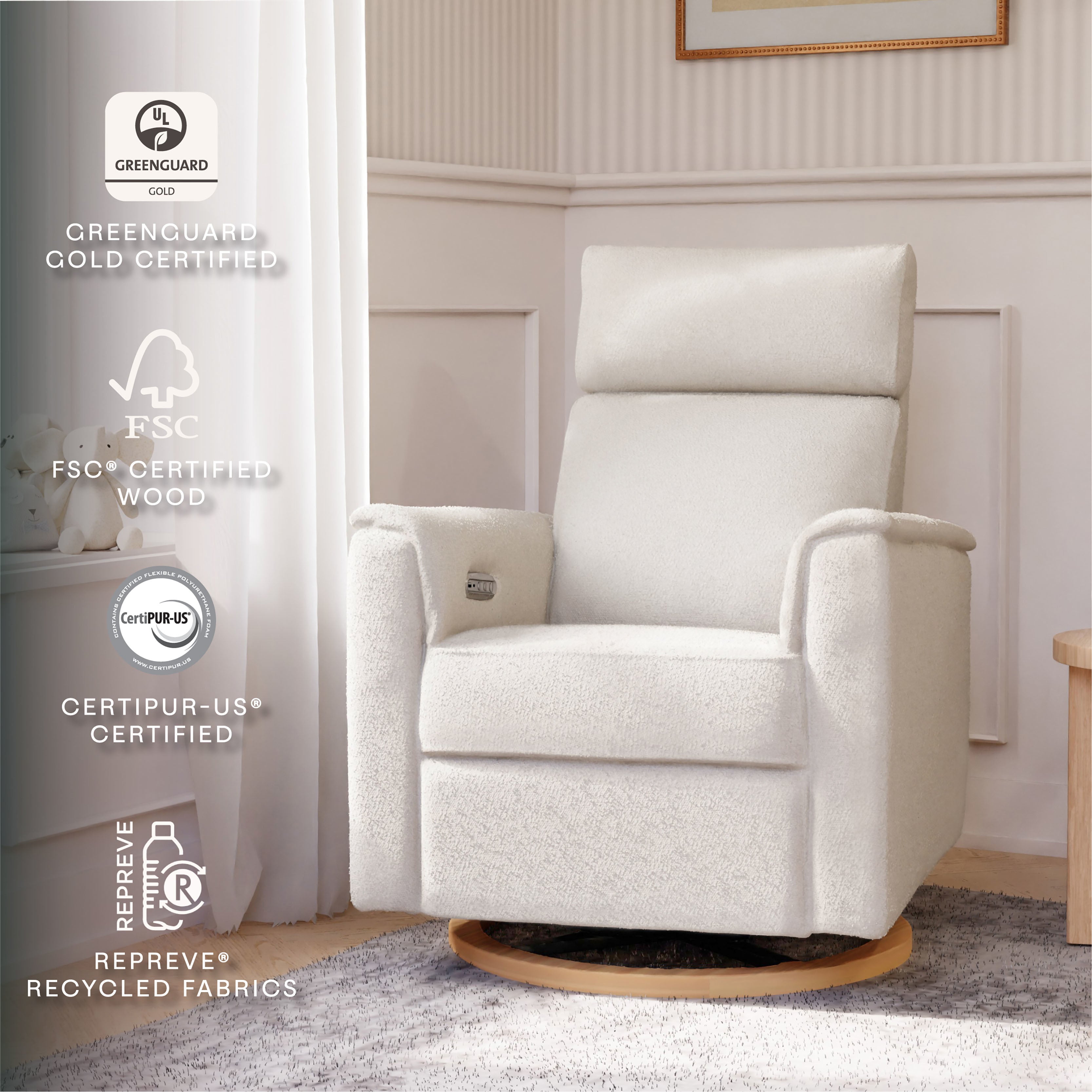 Monogram by Namesake Willa Plus Power Glider Recliner + Power Headrest | Lullabye Shop